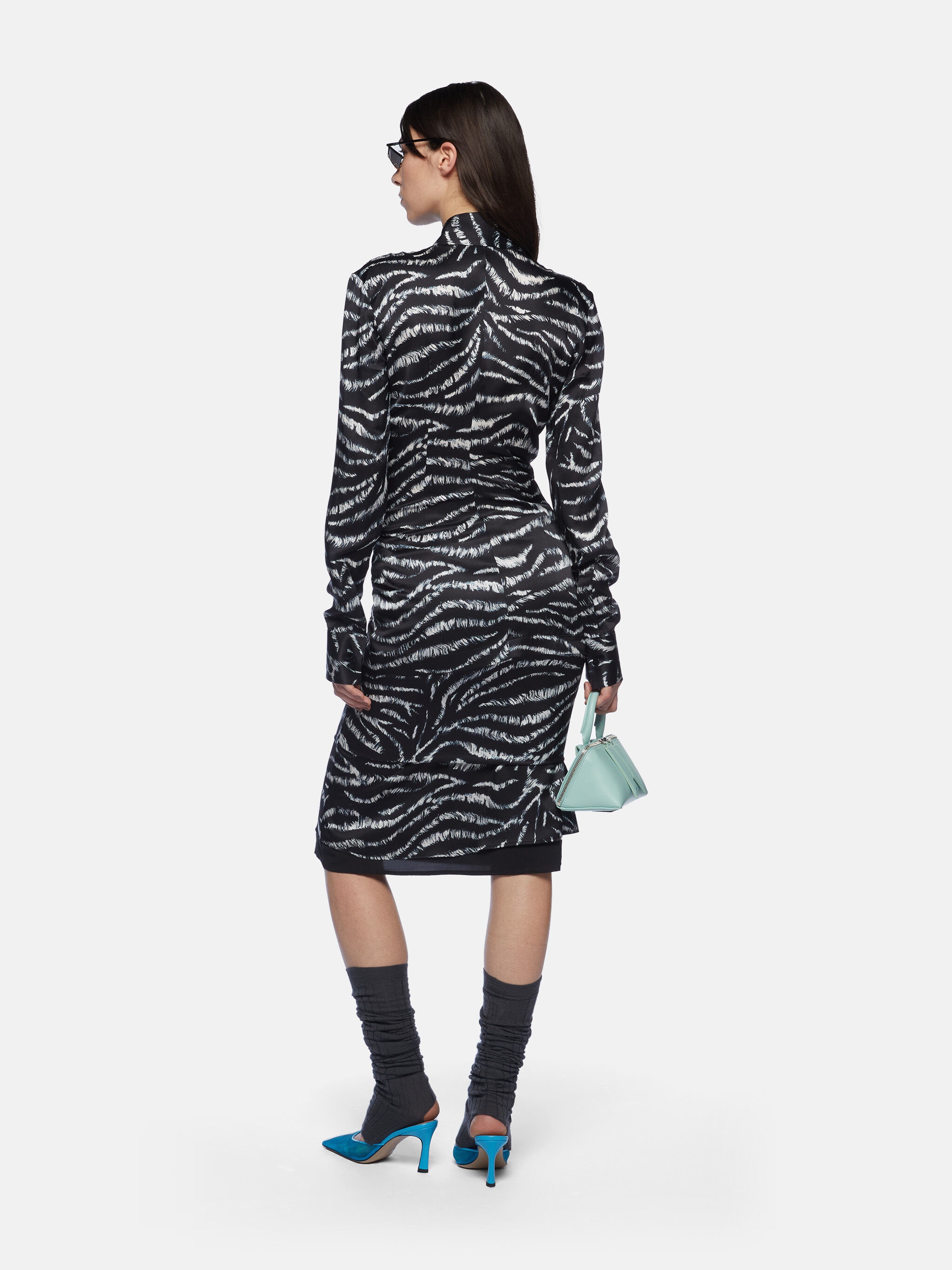 BLACK AND WHITE MIDI SKIRT - 3