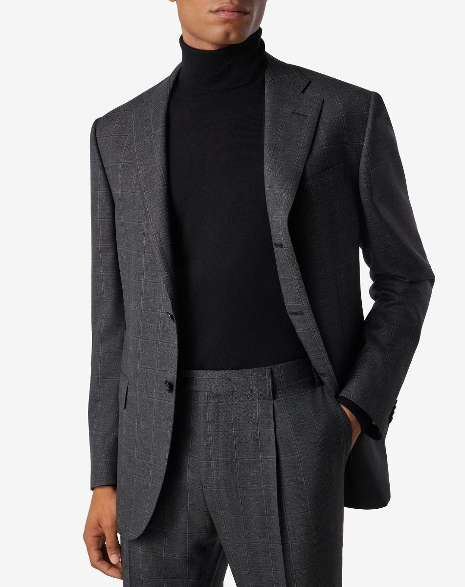 Grey overcheck S130's wool suit - 5