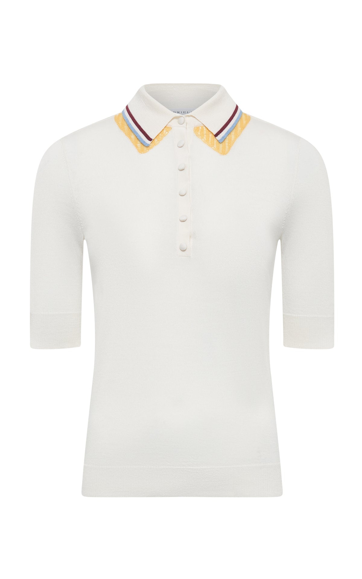 Wendelyn Knit Short Sleeve Polo In Ivory Multi Cashmere Silk - 1