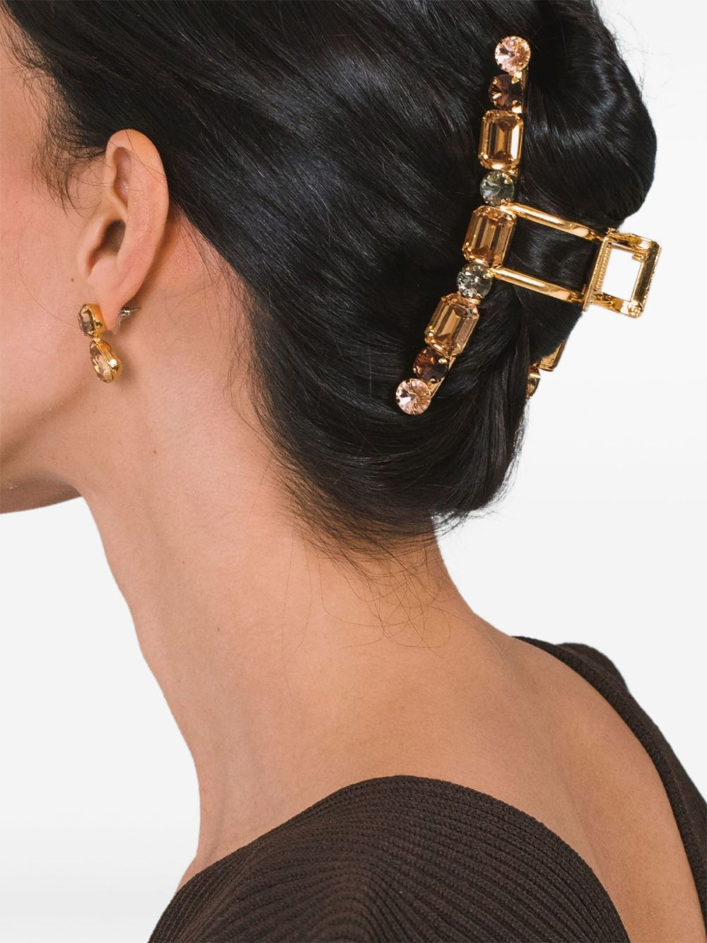 crystal-embellished gold jaw clip - 3