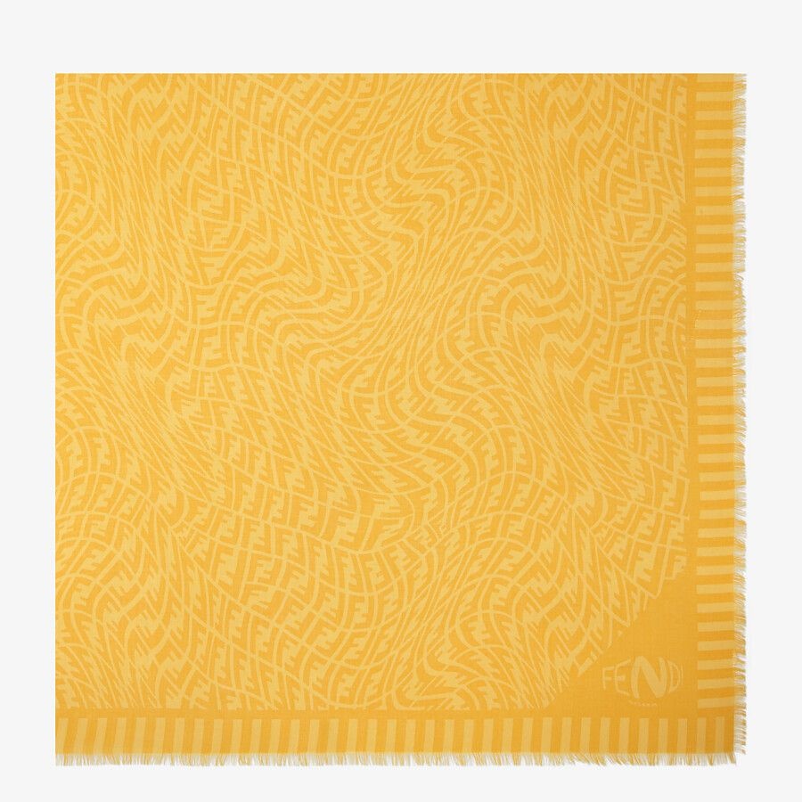 Yellow cashmere, wool and silk scarf - 1