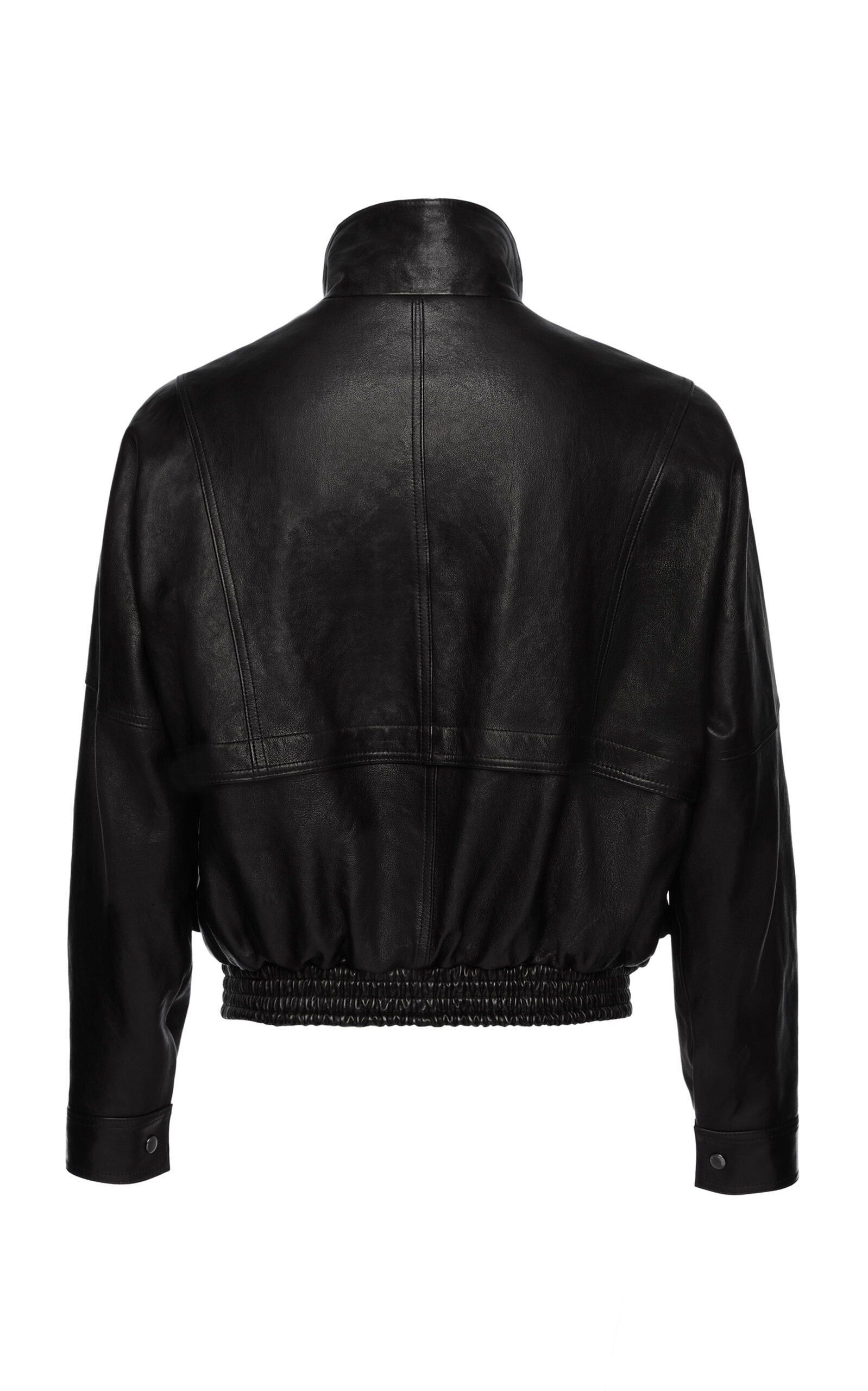 Stand Collar Leather Jacket black - 2