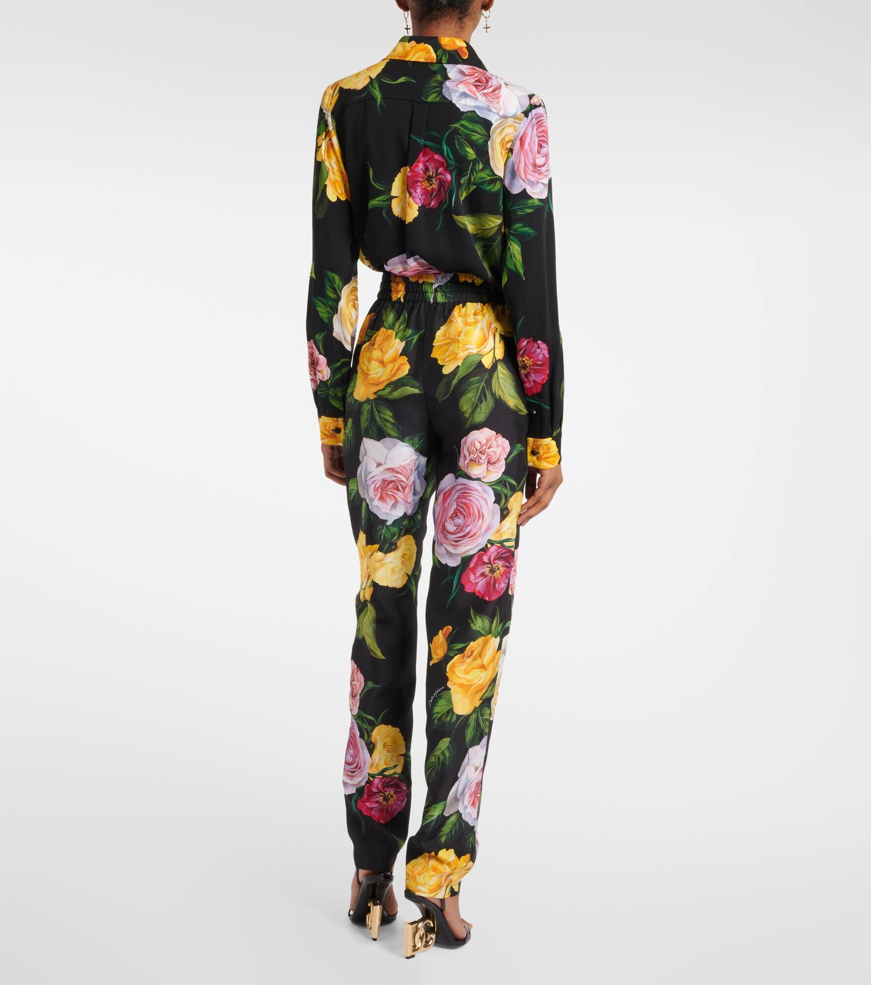 Floral silk straight pants - 3
