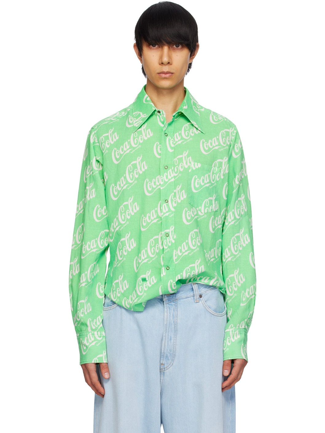 Green Printed Shirt - 1