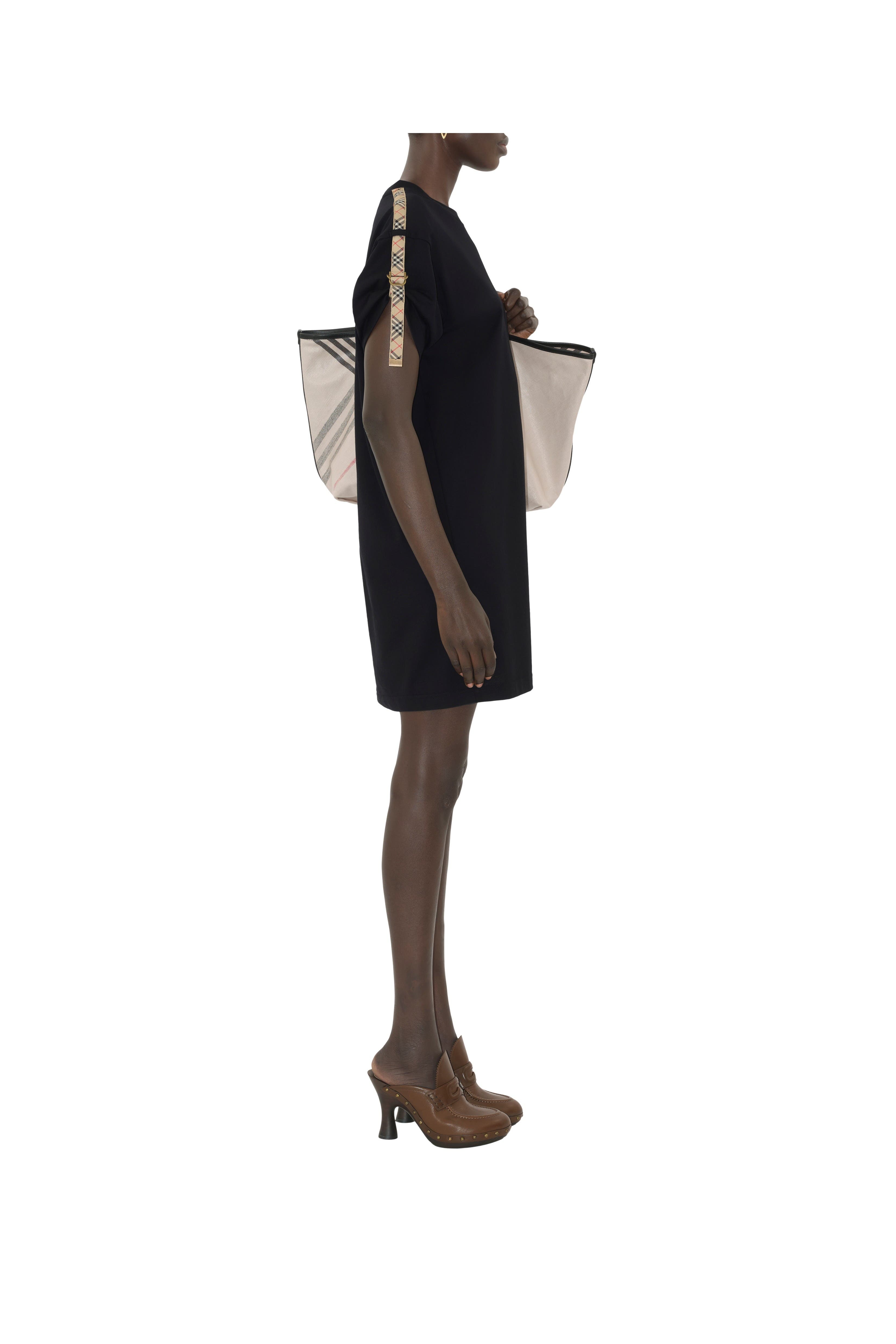 burberry Check Trim Cotton T-shirt Dress in Black at Nordstrom - 4