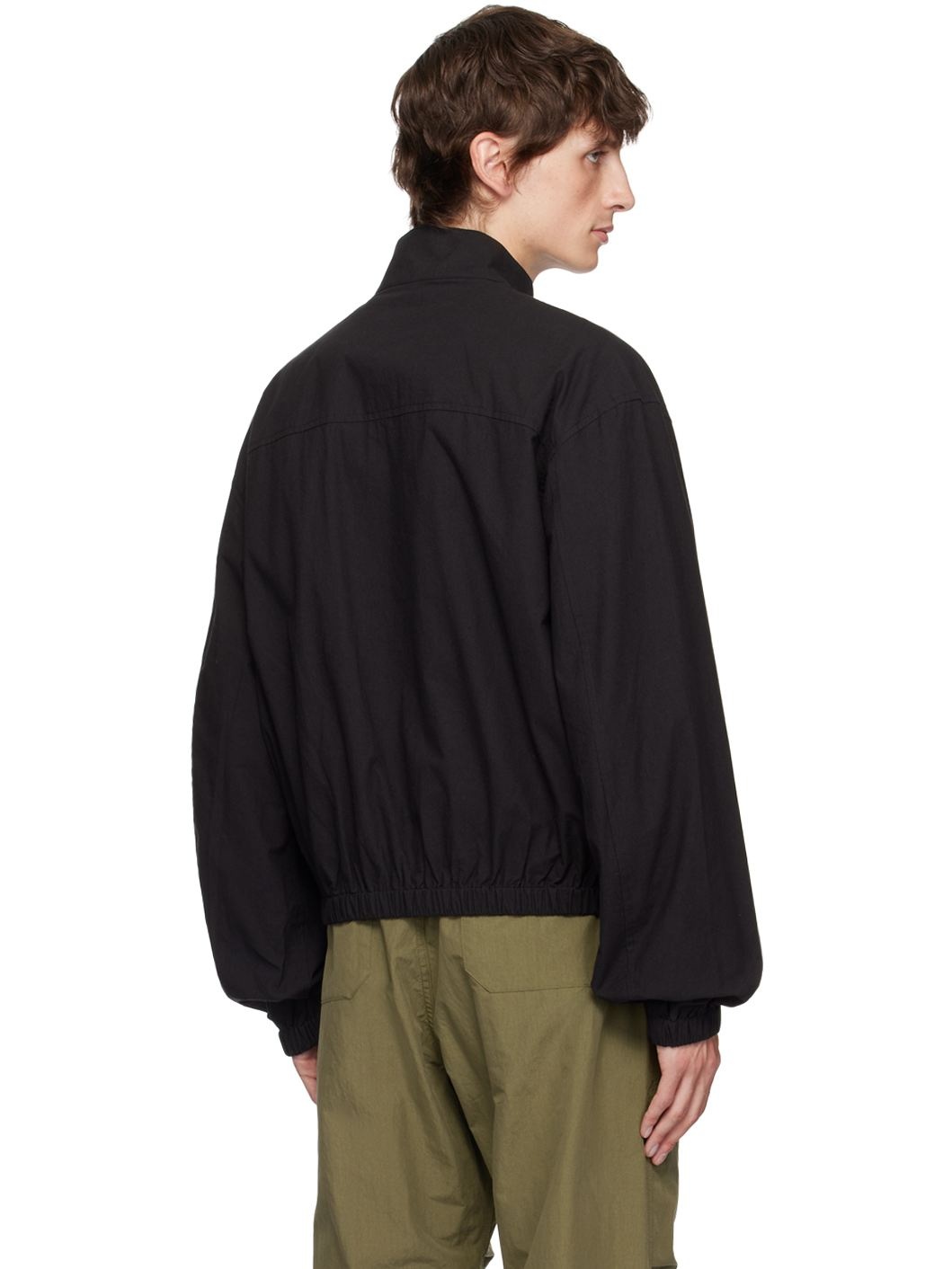 Black Cotton Harrington Jacket - 3