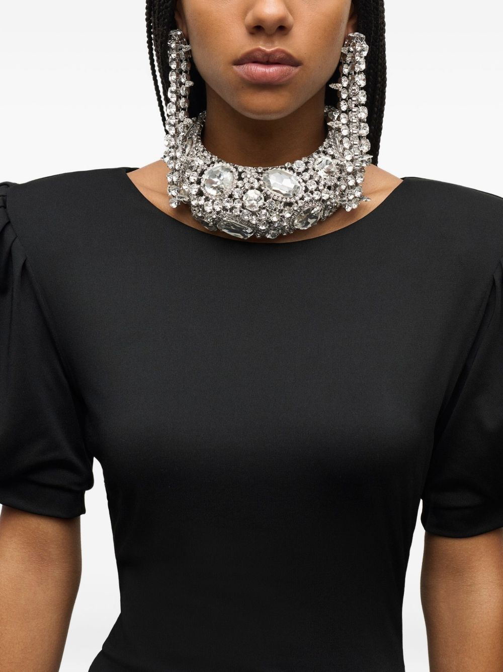 puff-sleeve crystal-embellished mini dress - 4