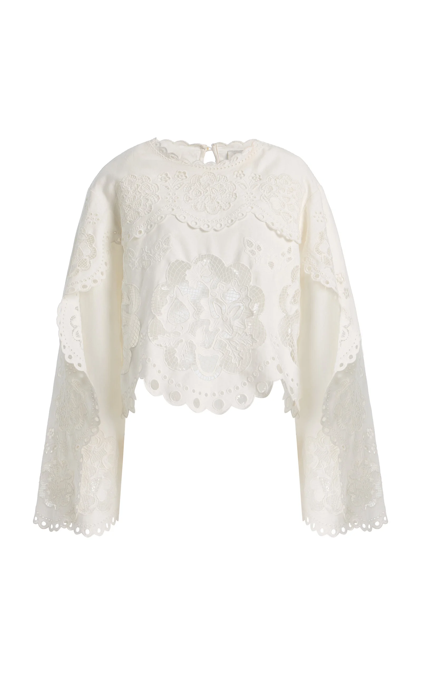 Gardener Embroidered Cotton-Linen Top white - 1