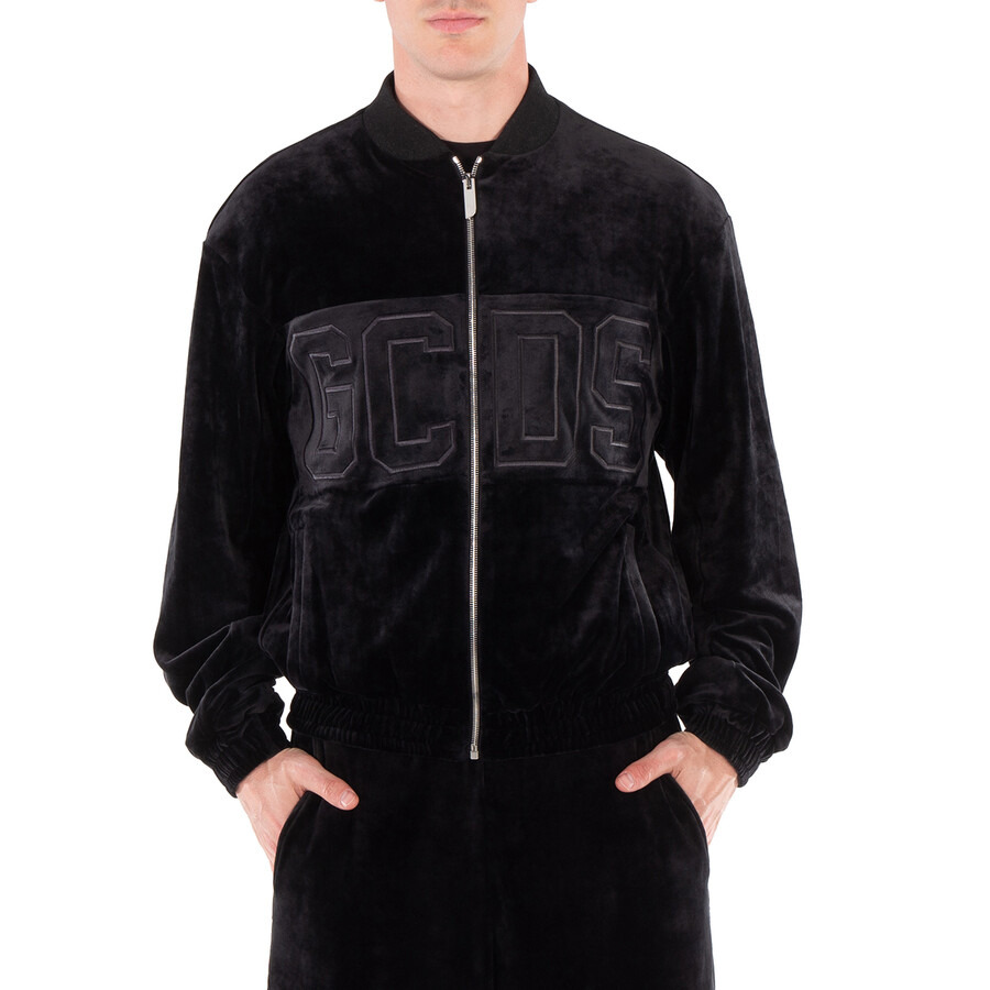 GCDS Logo-Embroidered Velvet Zip-Up Sweatshirt - 3