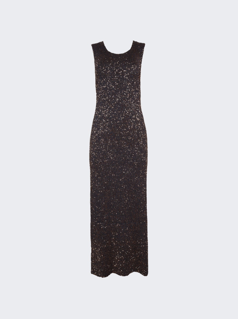 Sequin Knit Dress Dark Brown - 1