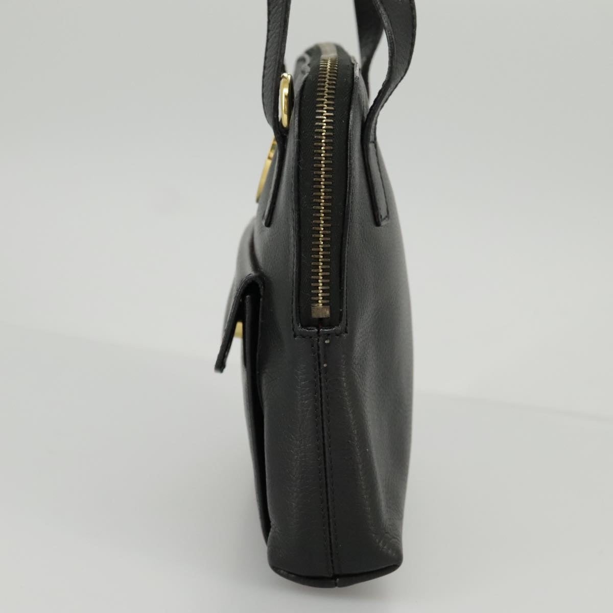 CELINE Hand Bag Leather Black Gold - 4