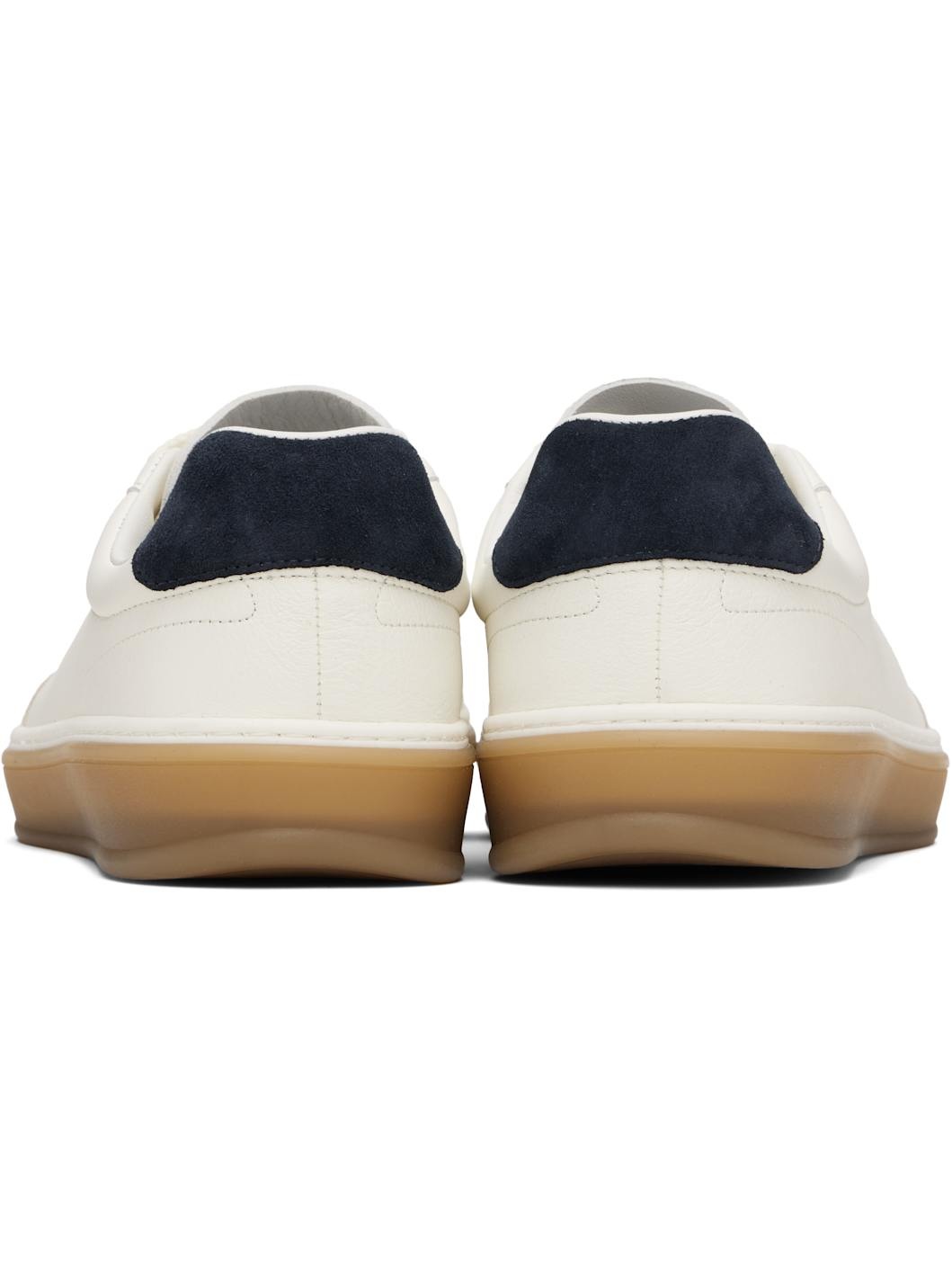 White & Navy BECKHAM Edition Low-Top Suede Sneakers - 2