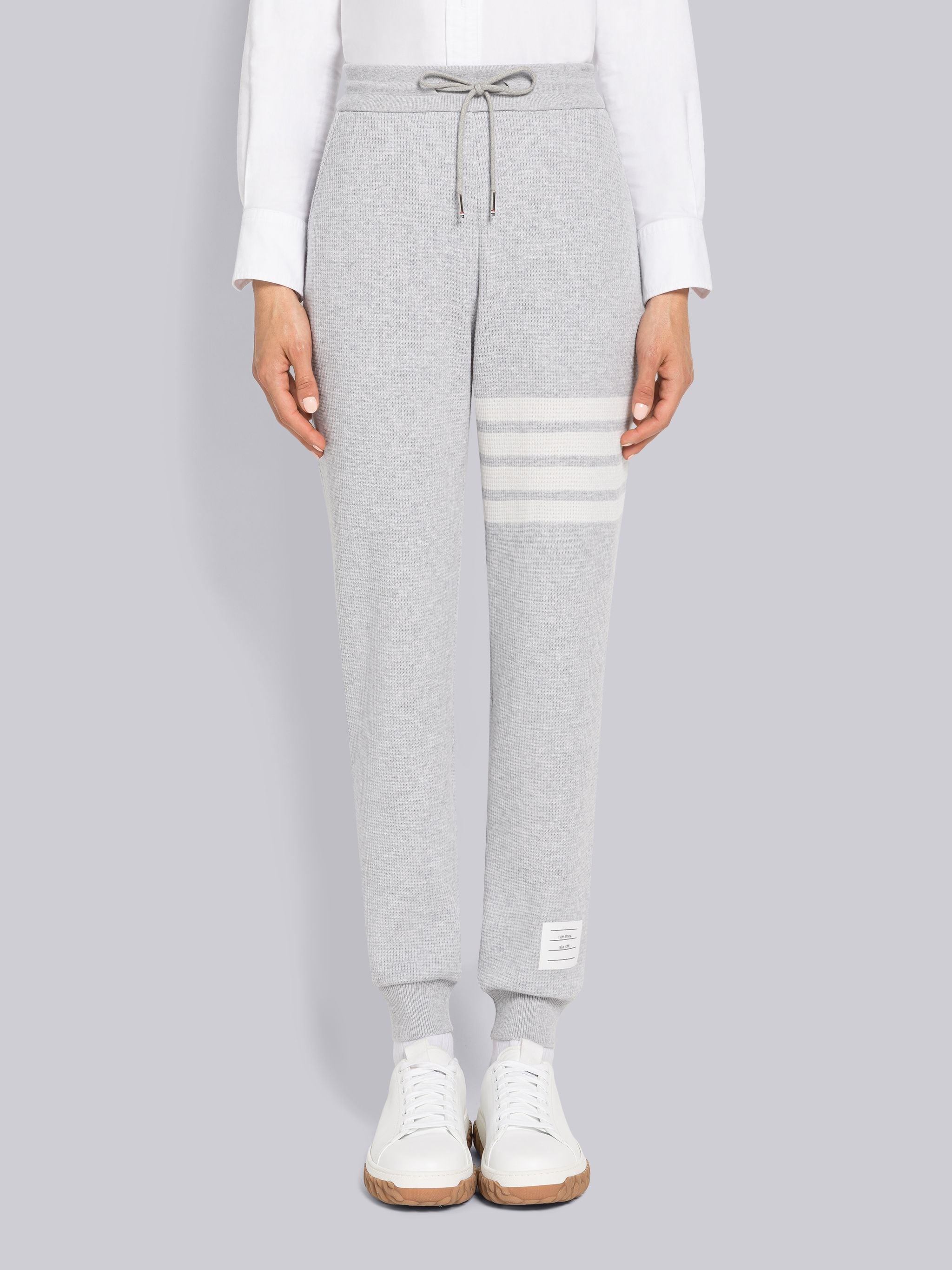 Cashmere Wool Waffle 4-Bar Sweatpants - 1