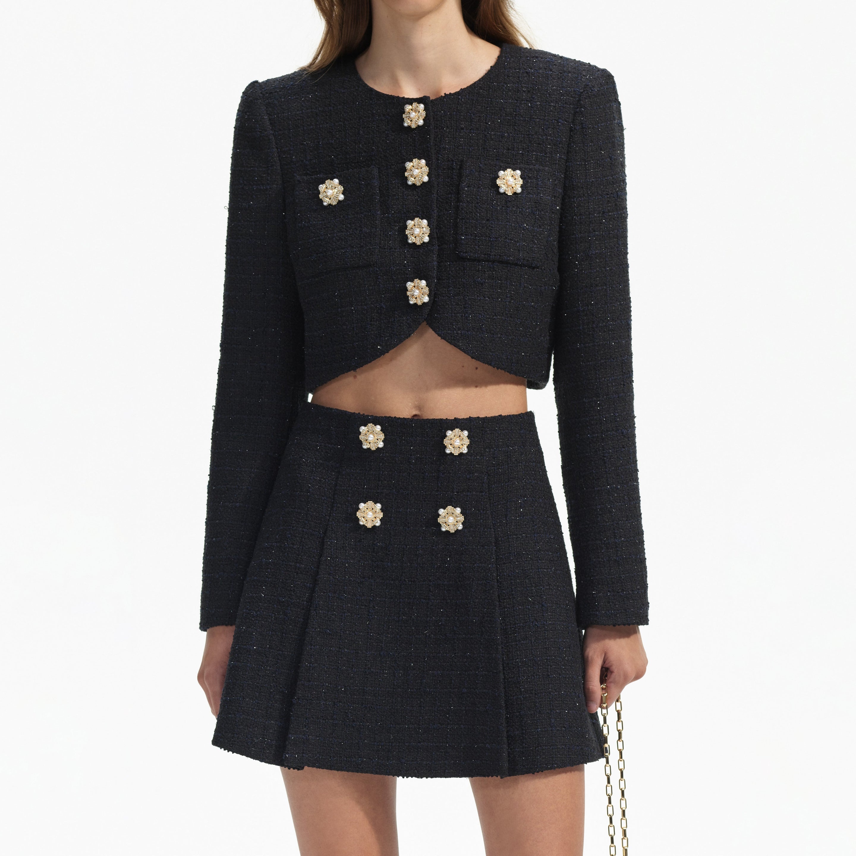 Black Boucle Mini Skirt - 4