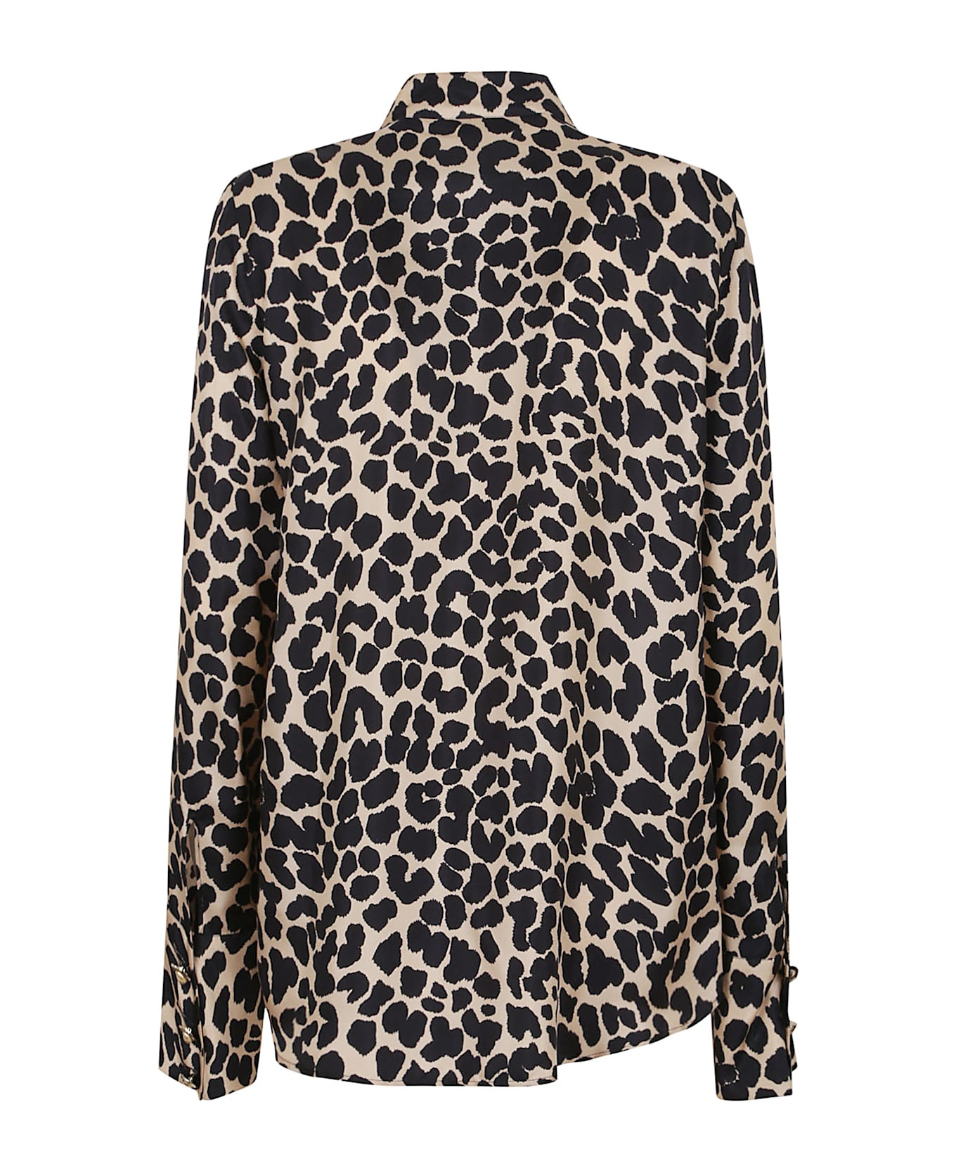 Jabot Collar Leopard Print Shirt - 2
