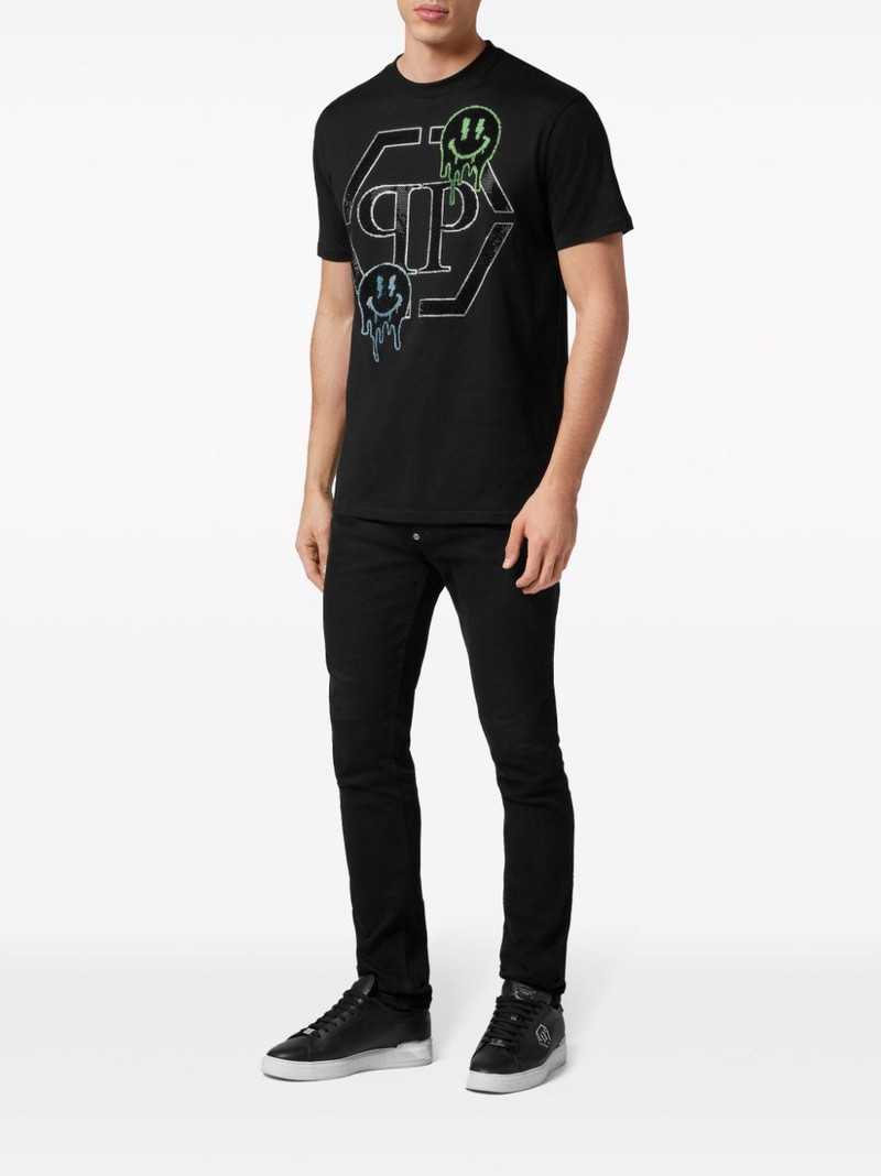 PHILIPP PLEIN embellished-smile cotton T-shirt outlook