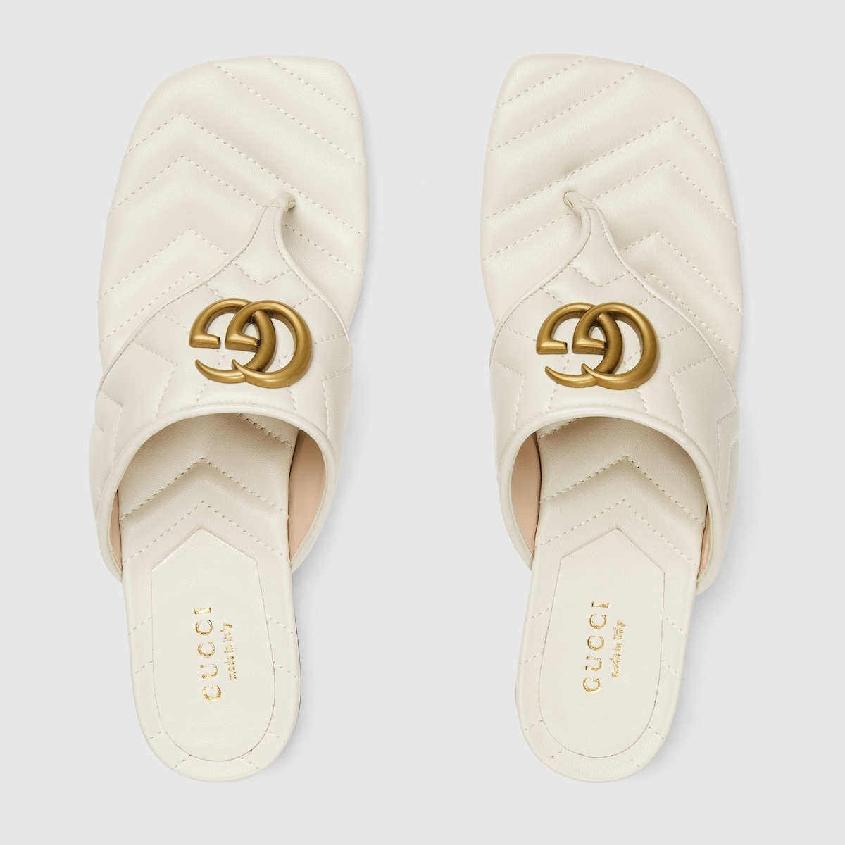 【GUCCI】DOUBLE G THONG SANDAL GUCCI Women's Double G thong sandal in light pink leather IT