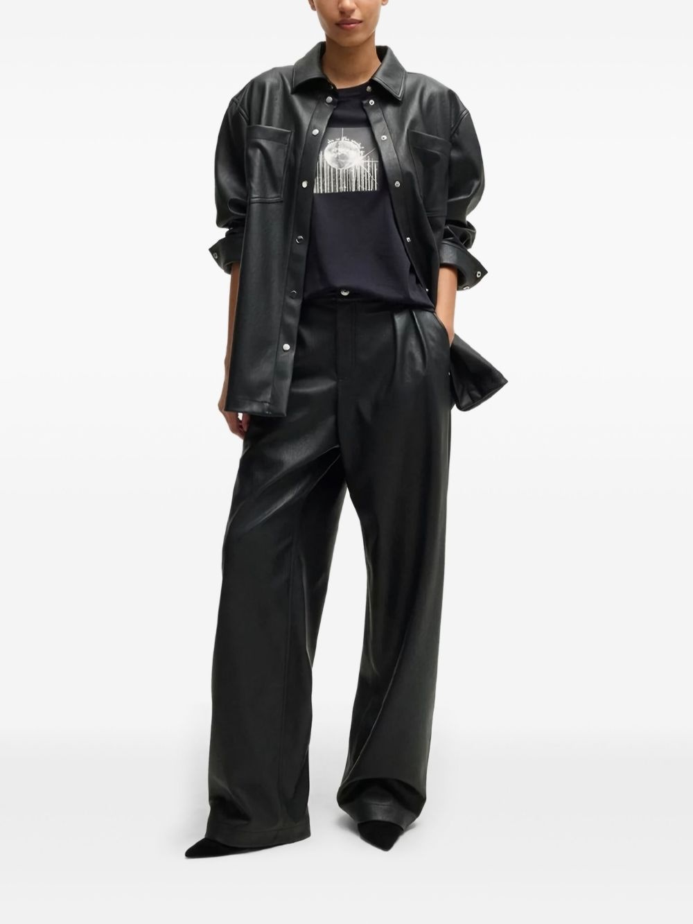 faux-leather overshirt - 2