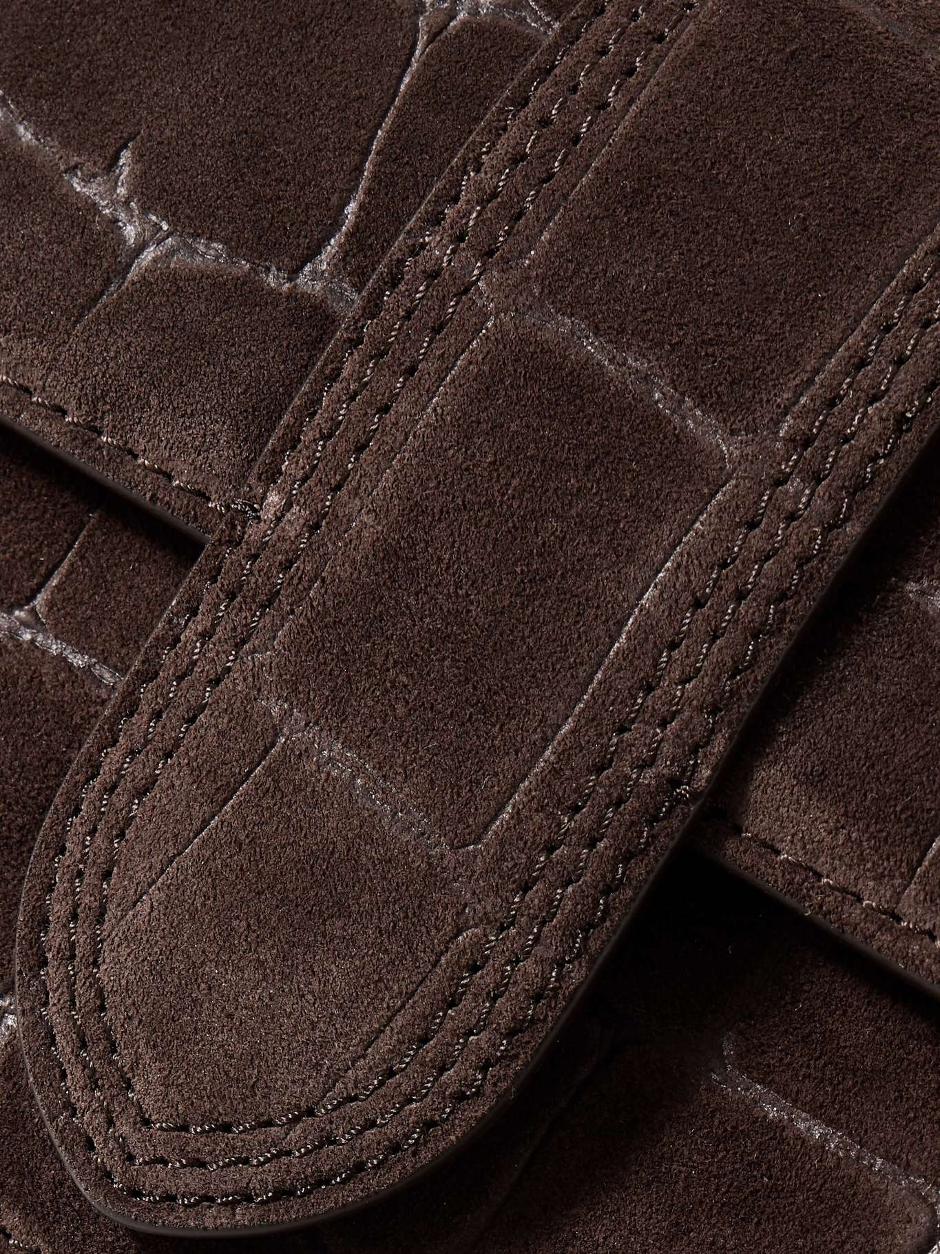 The Bambino large croc-effect suede tote Dark brown - 4