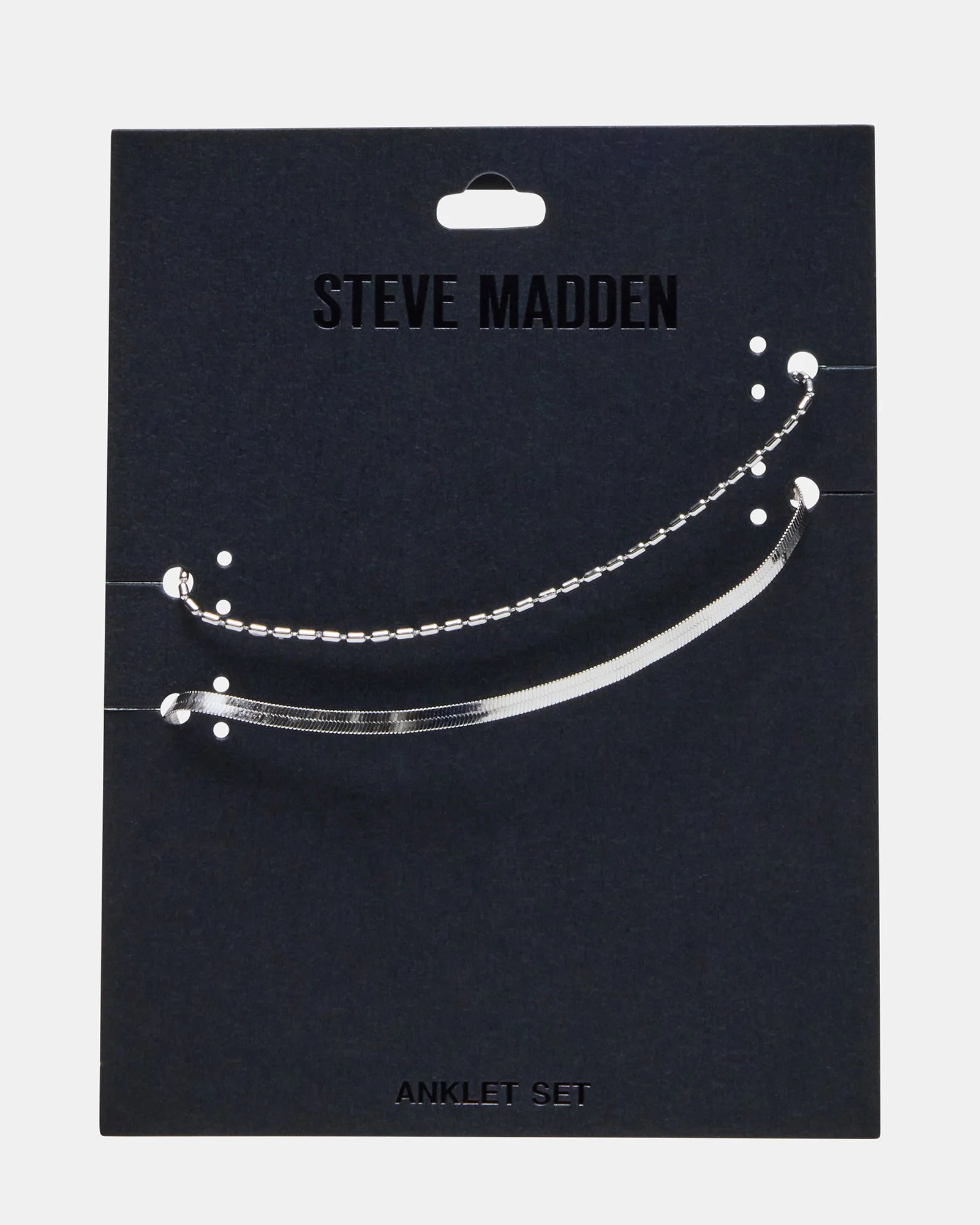 HERRINGBONE CHAIN ANKLET SET SILVER - 1