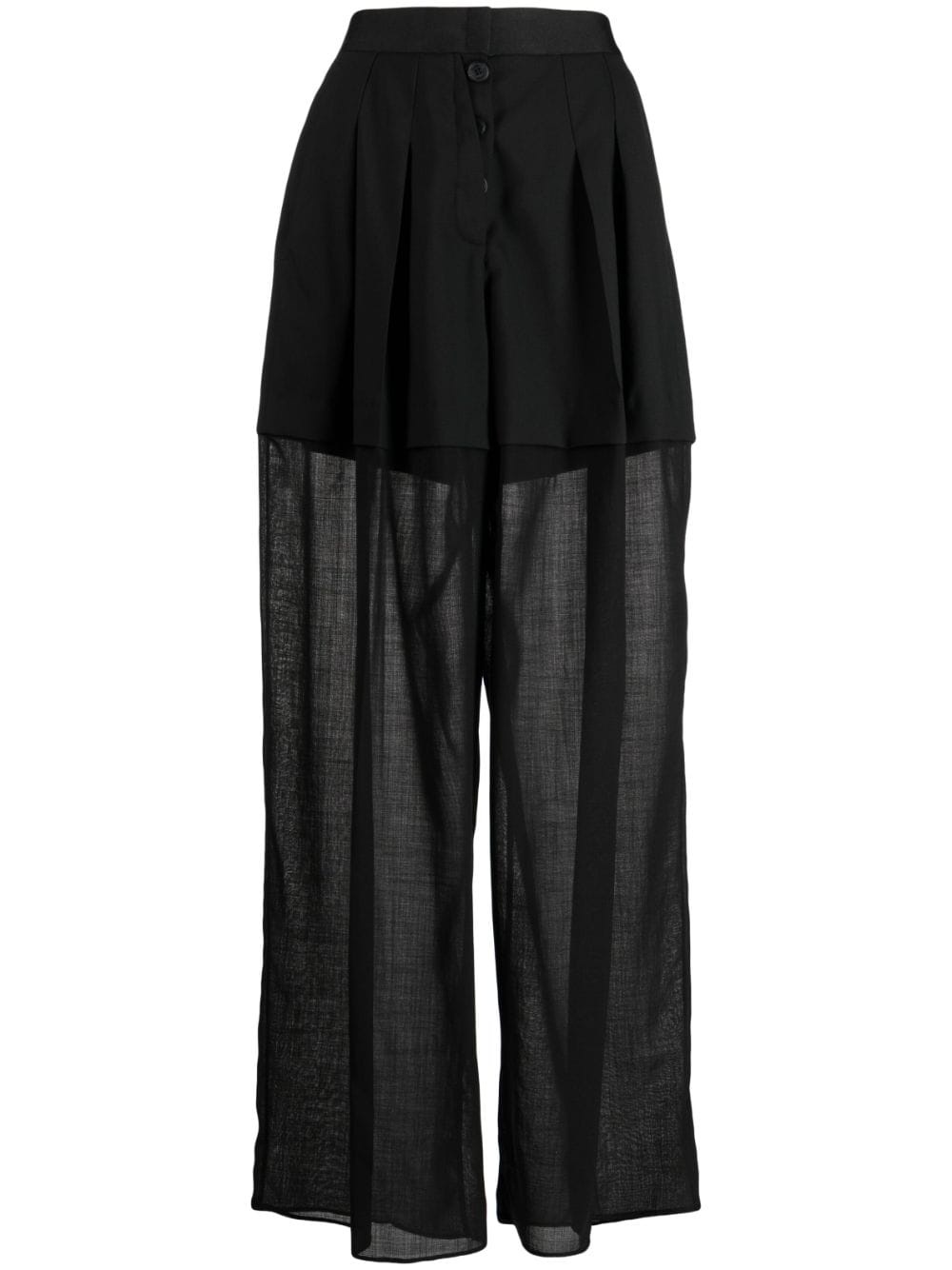 high-waisted sheer-panels trousers - 1