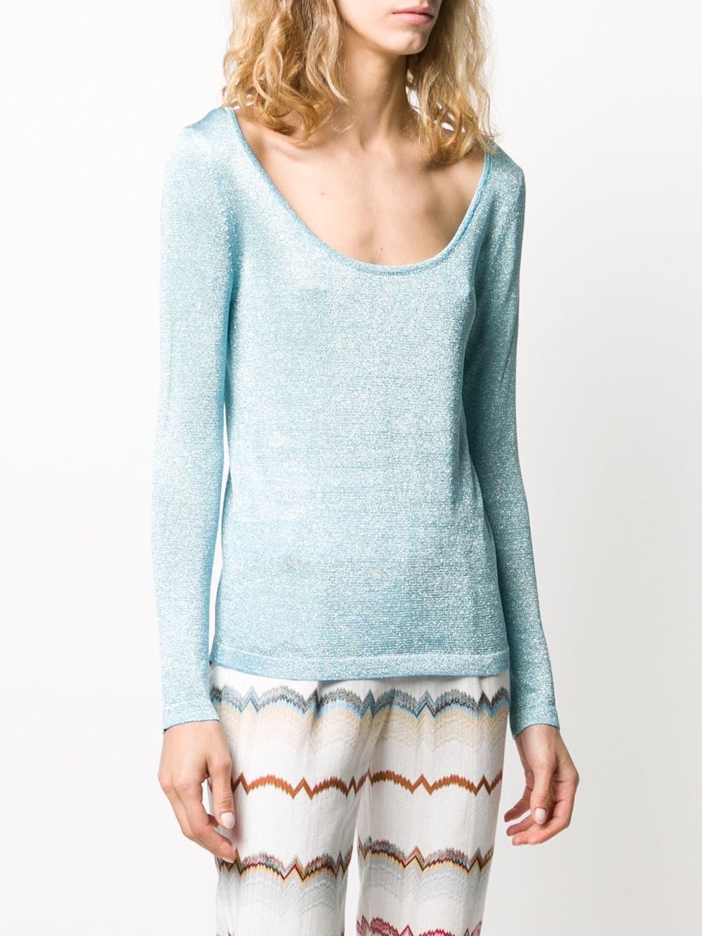 metallic stretch-knit jumper - 3