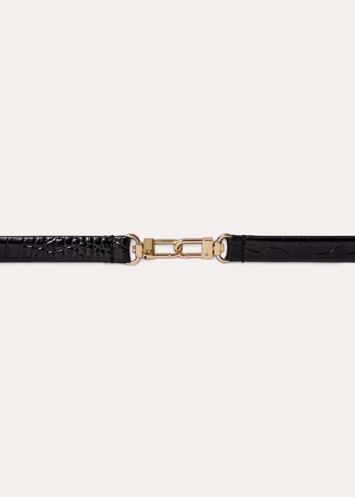 Double clasp leather belt black croco - 4