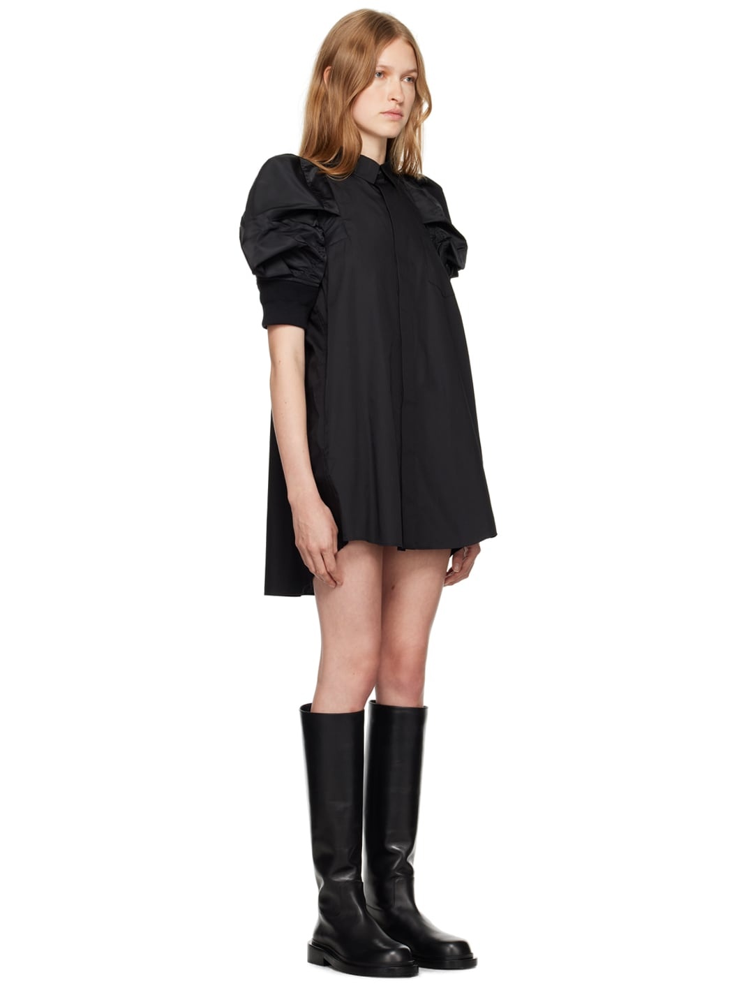 Black Puff Sleeve Mini Dress - 2