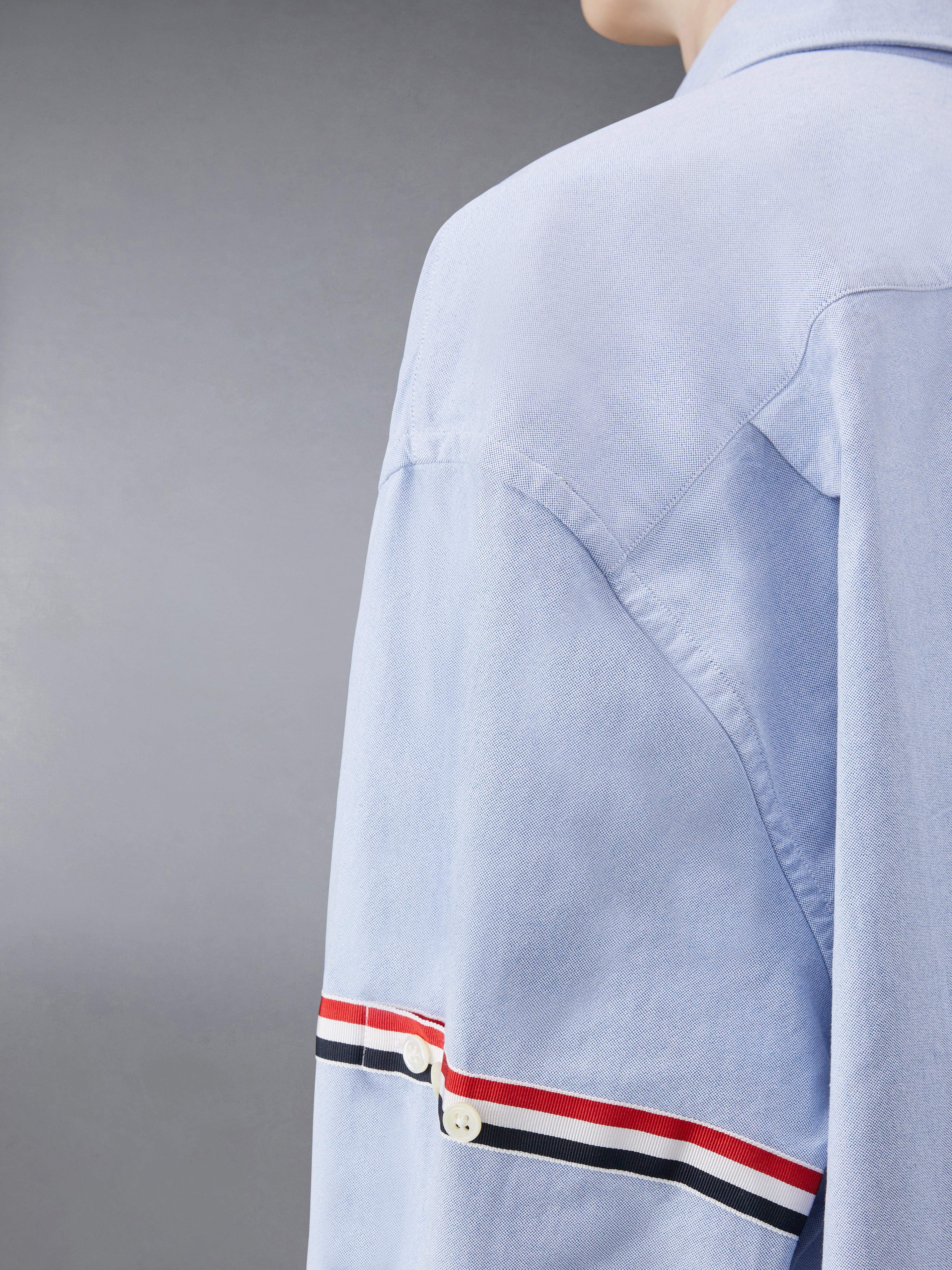 SUPERSIZED POINT COLLAR SHIRT W/ RWB GROSGRAIN ARMBANDS IN OXFORD - 5