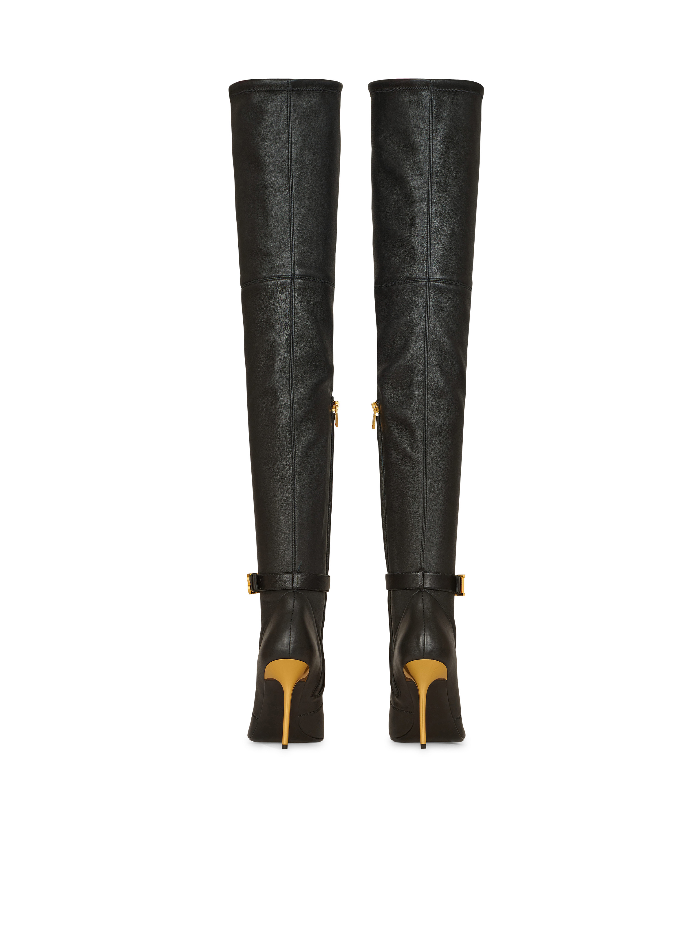 Stretch leather Raven thigh-high boots - 3