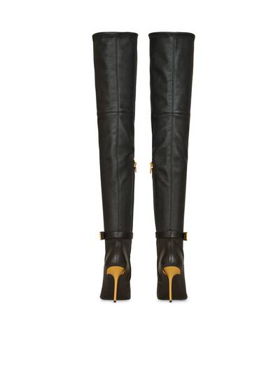 Balmain Stretch leather Raven thigh-high boots outlook