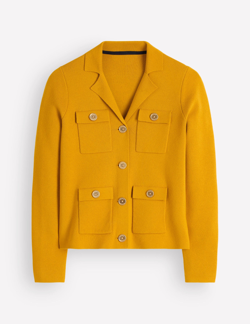 Phoebe Collared Knitted Jacket-Golden Rye - 1