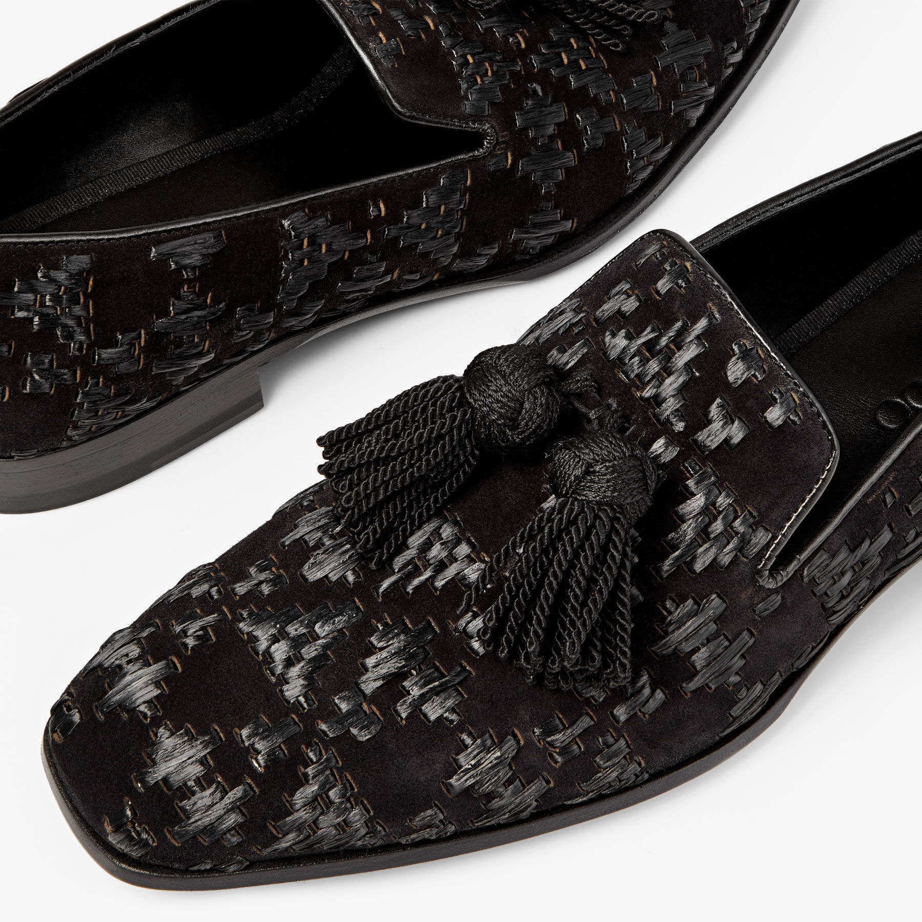 Foxley/M
Black Velvet Suede and Raffia Slip-On Shoes with Tassel - 3