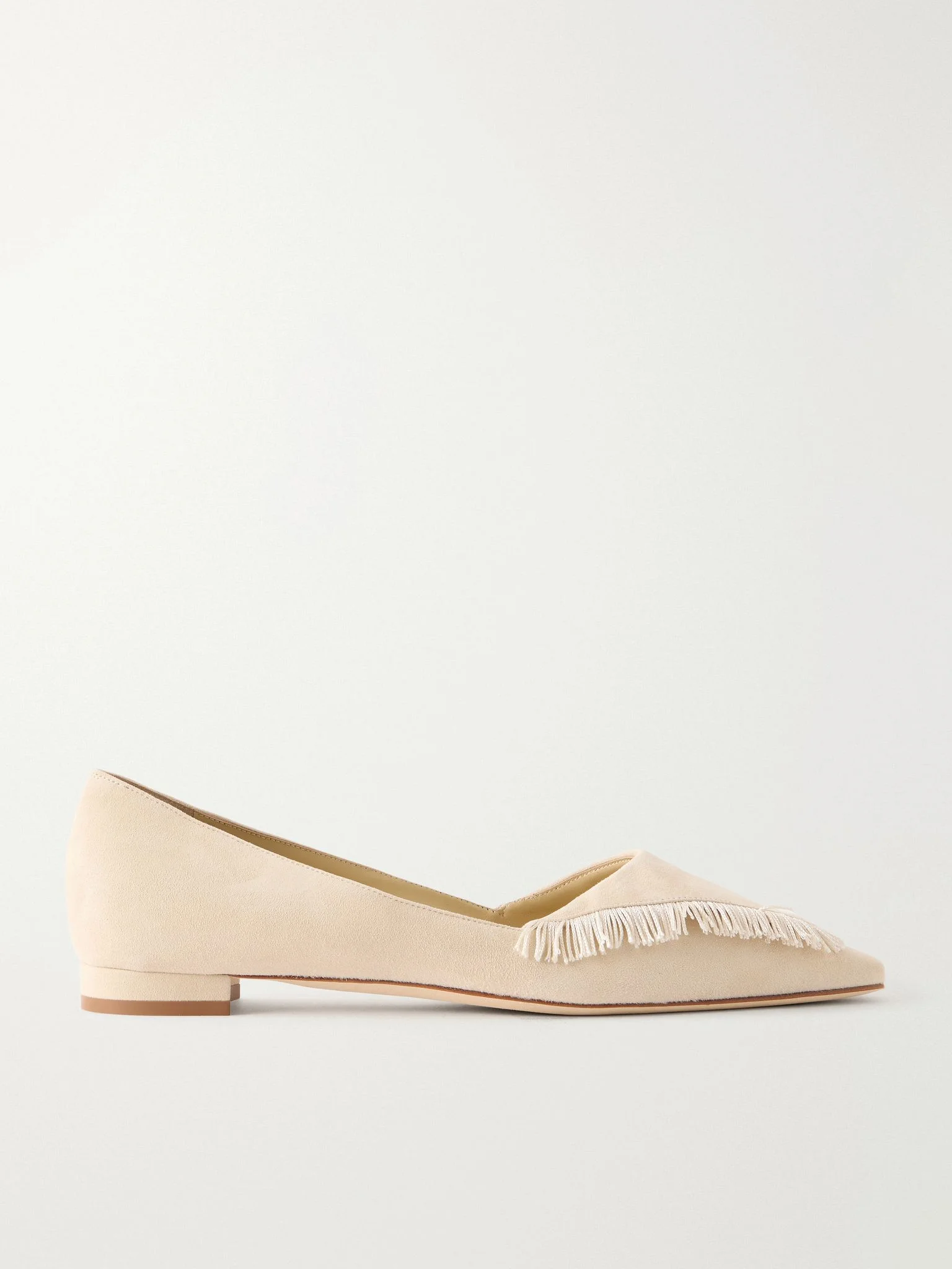 Paletotflat fringed suede ballet flats Beige - 1