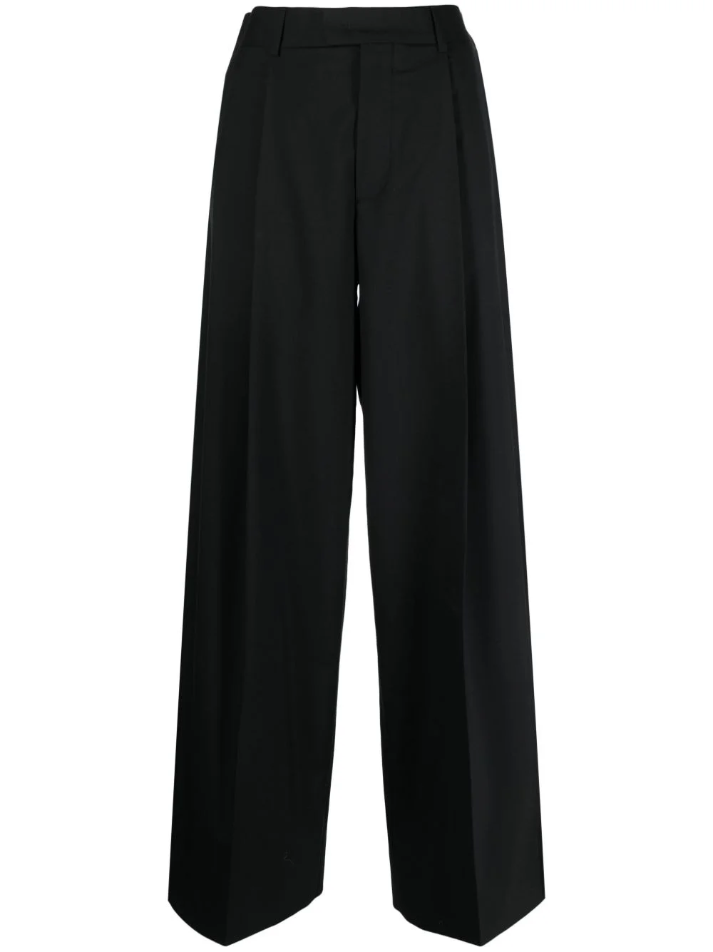 concealed-front wool palazzo pant - 1