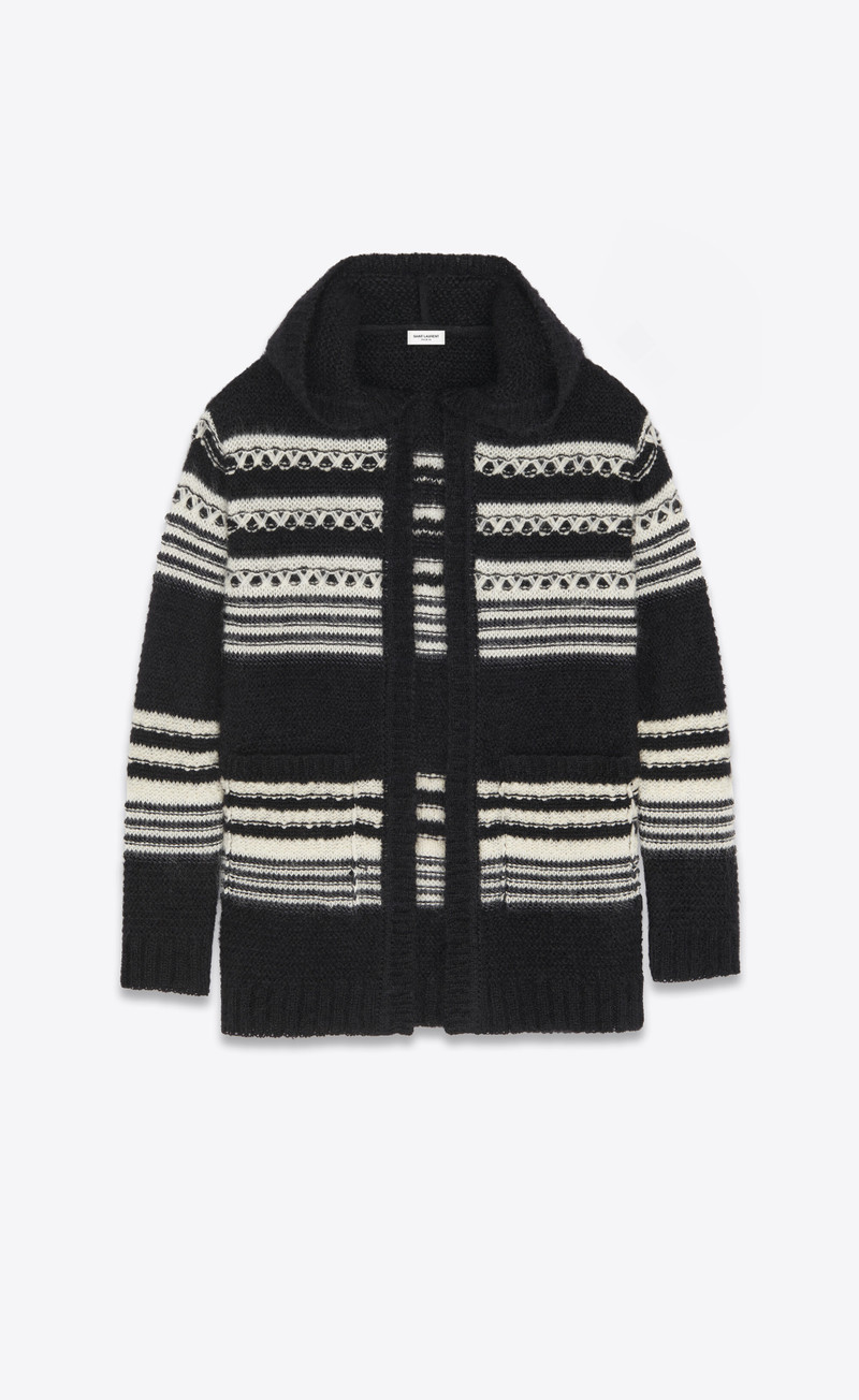 SAINT LAURENT baja cardigan in striped mohair outlook