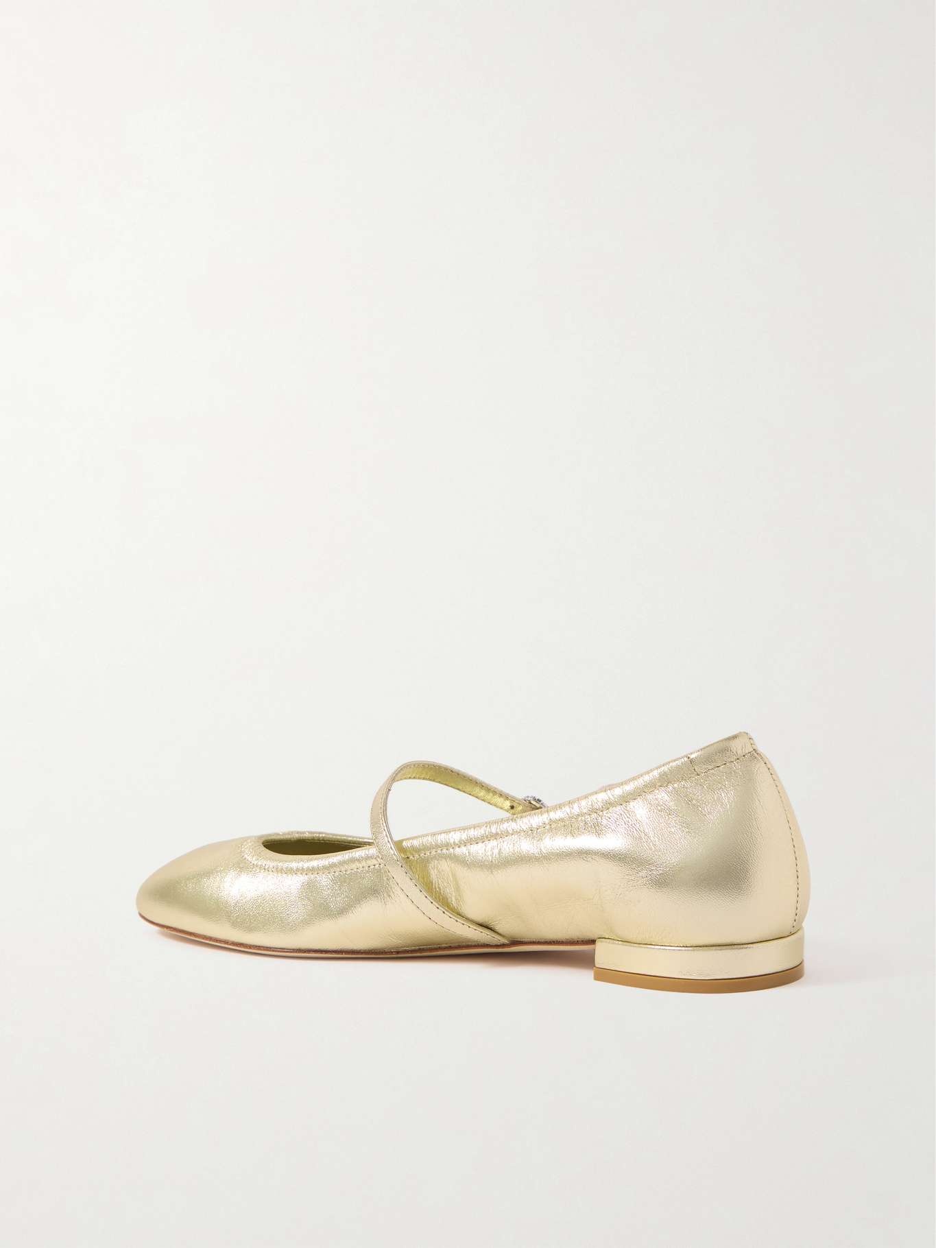 Claris crystal-embellished metallic leather Mary Jane ballet flats - 3