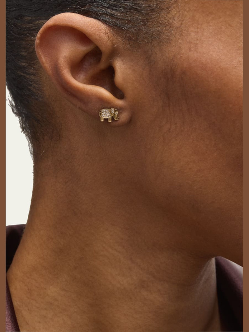 SYDNEY EVAN 14k Yellow Gold Diamond Elephant Stud Earring, Single outlook
