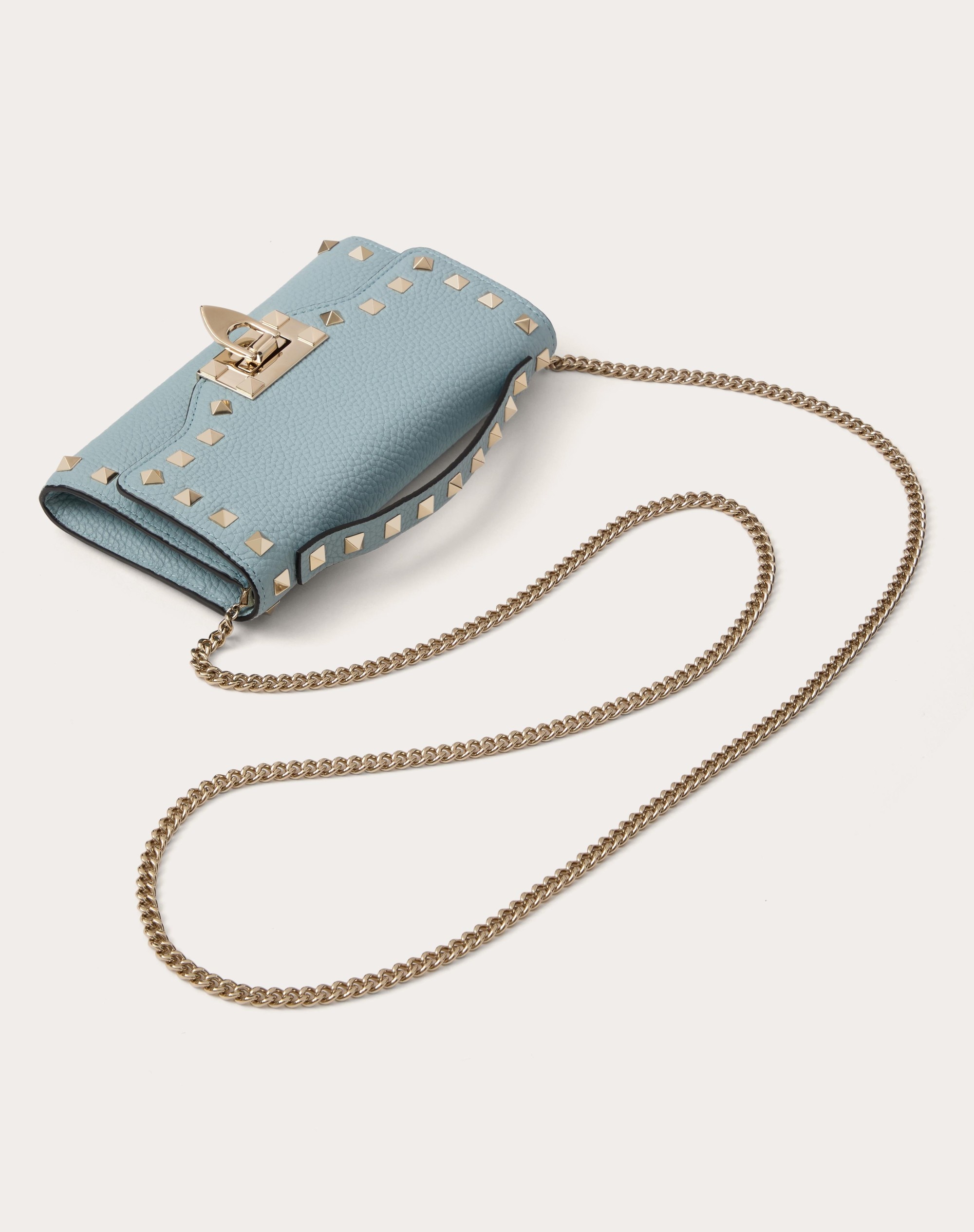 ROCKSTUD GRAINY CALFSKIN WALLET WITH CHAIN STRAP - 6