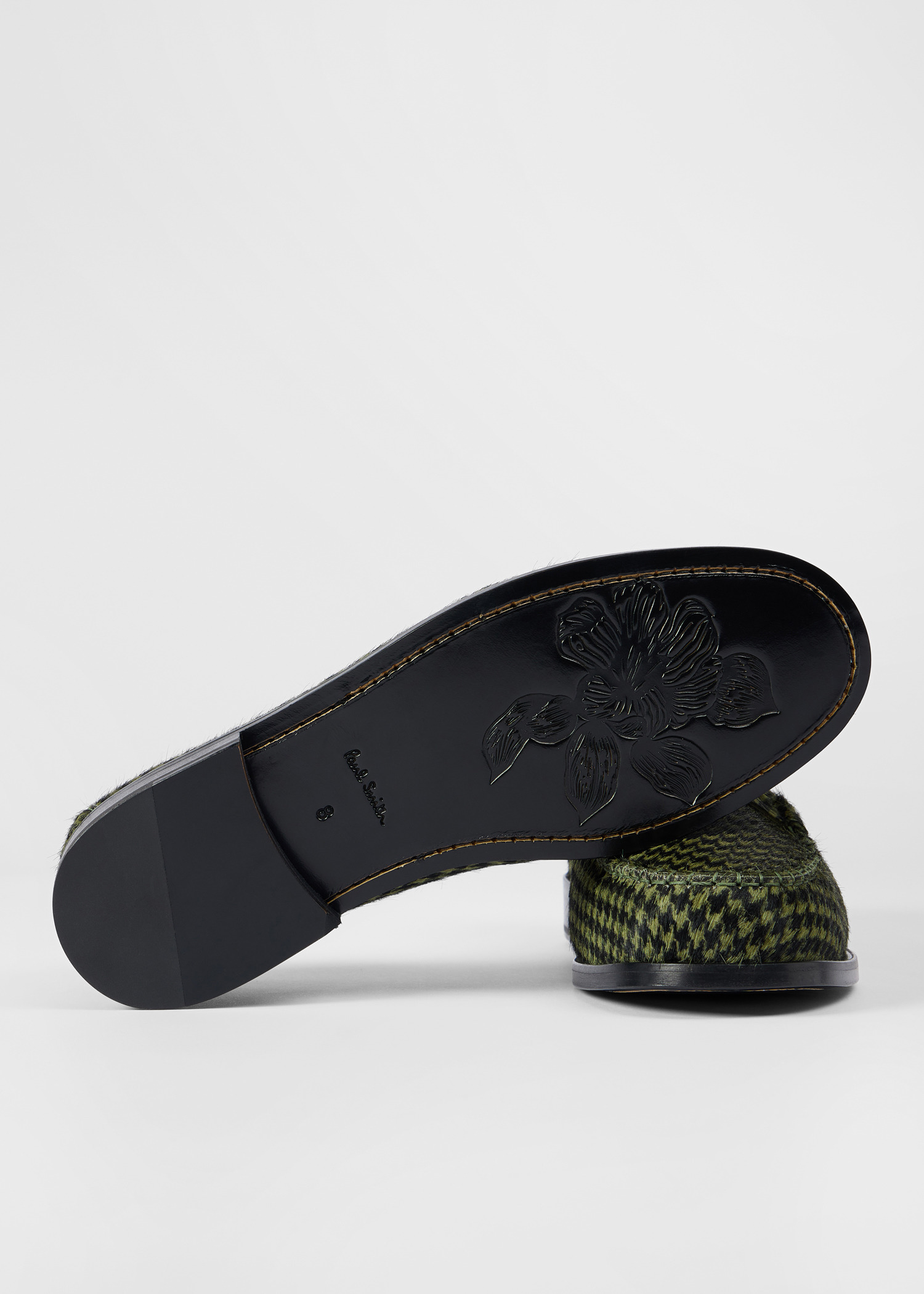 Green Houndstooth 'Lido' Loafers - 2