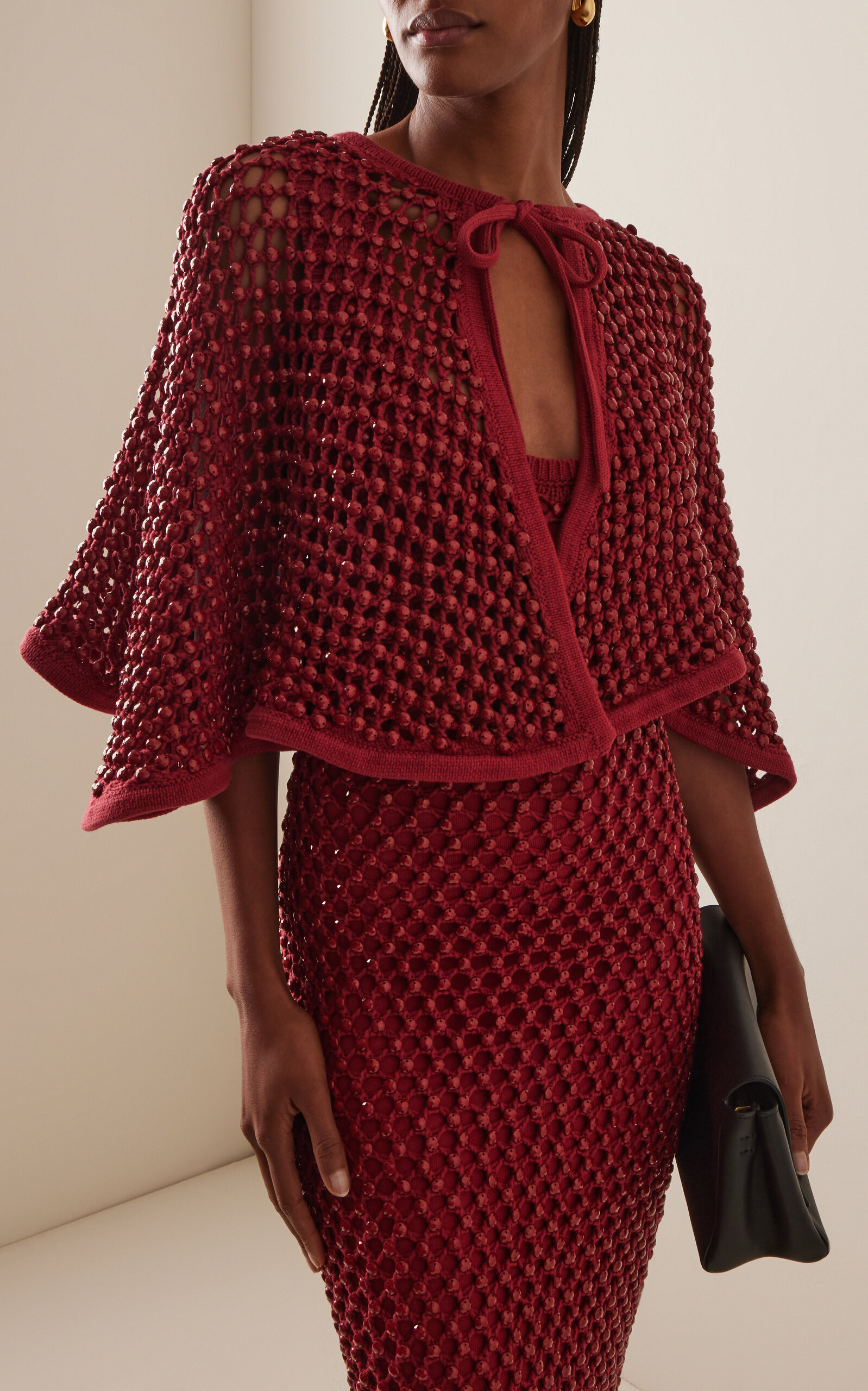 Exclusive Crystal-Embellished Knit Capelet red - 2