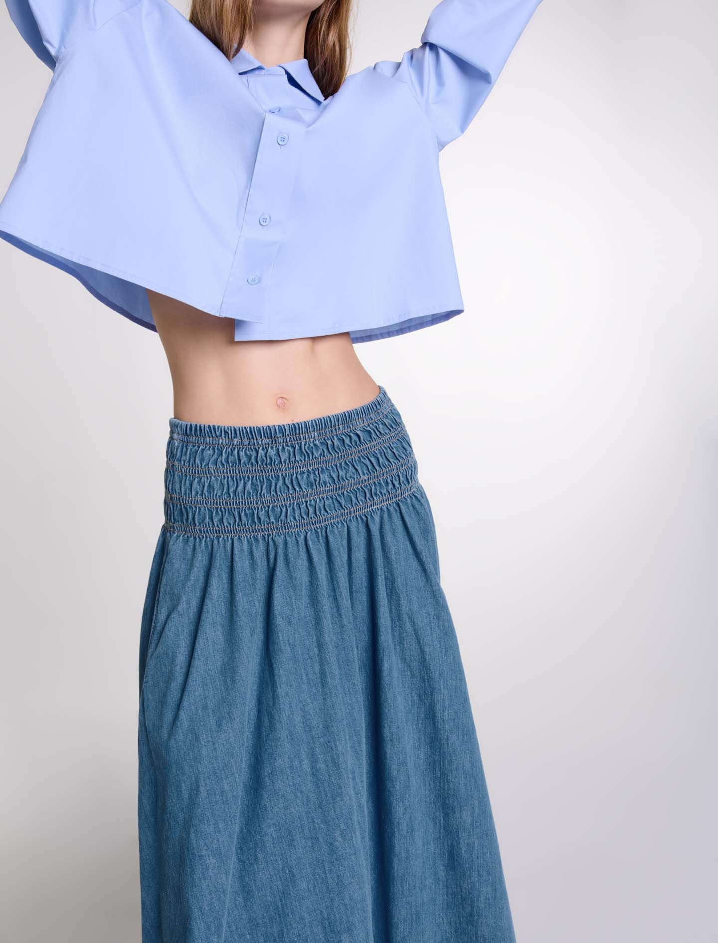 Smocked denim skirt - 6