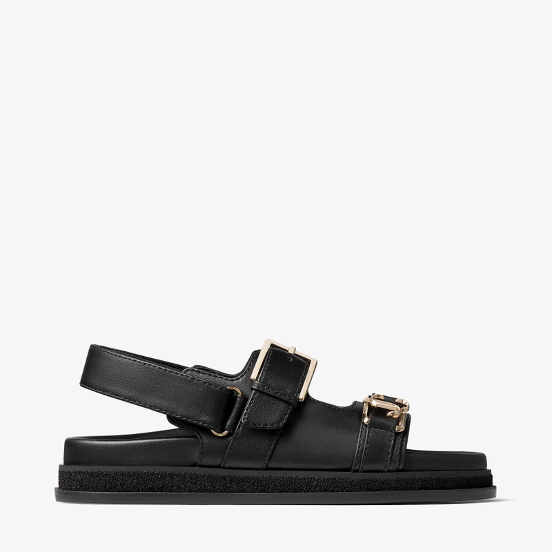 新品未使用　【JIMMY CHOO】Elyn Flat 36 JIMMY CHOO Elyn Flat Black Calf Leather Flat Sandals