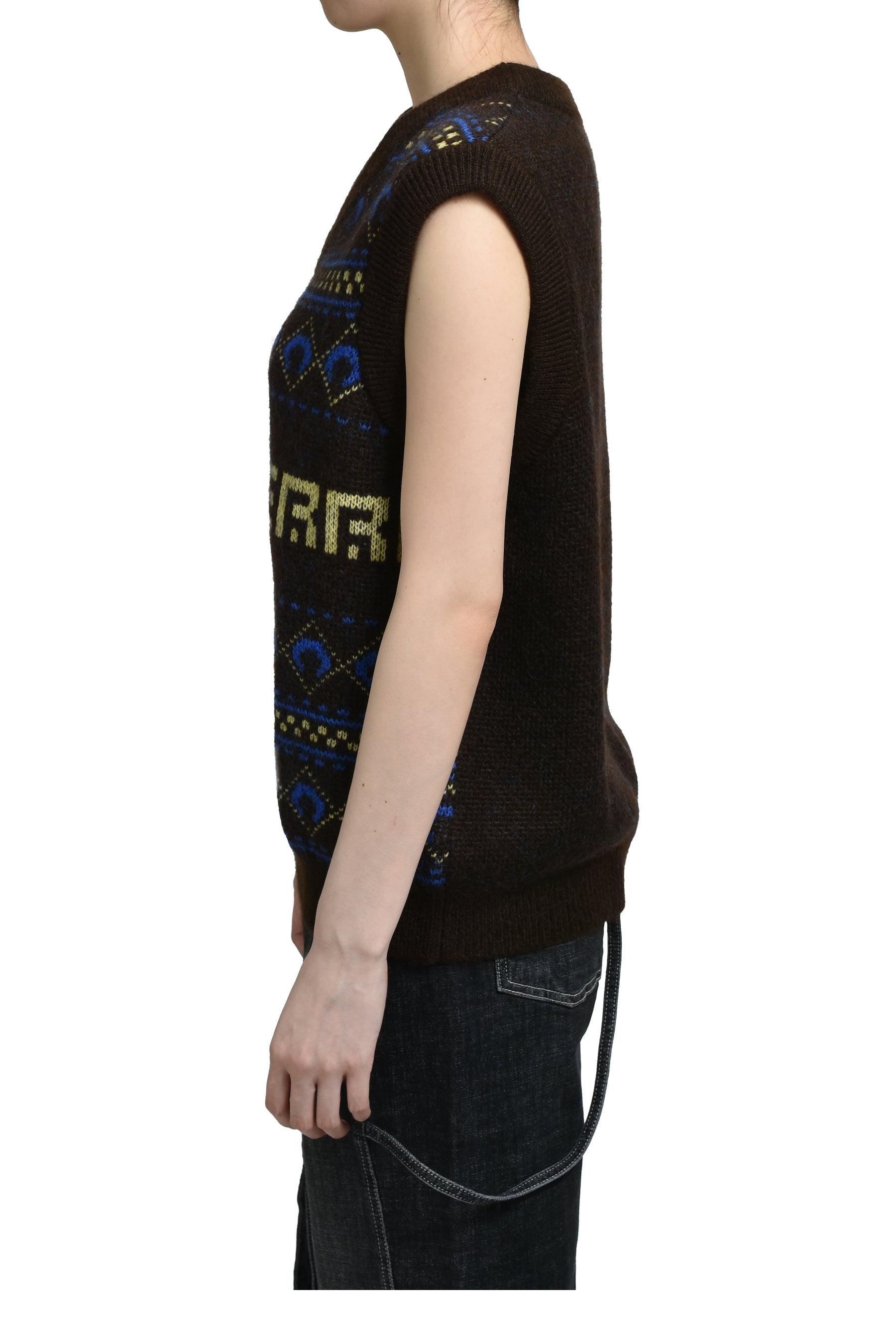 MARINE SERRE JACQUARD KNIT VEST / BRW - 3