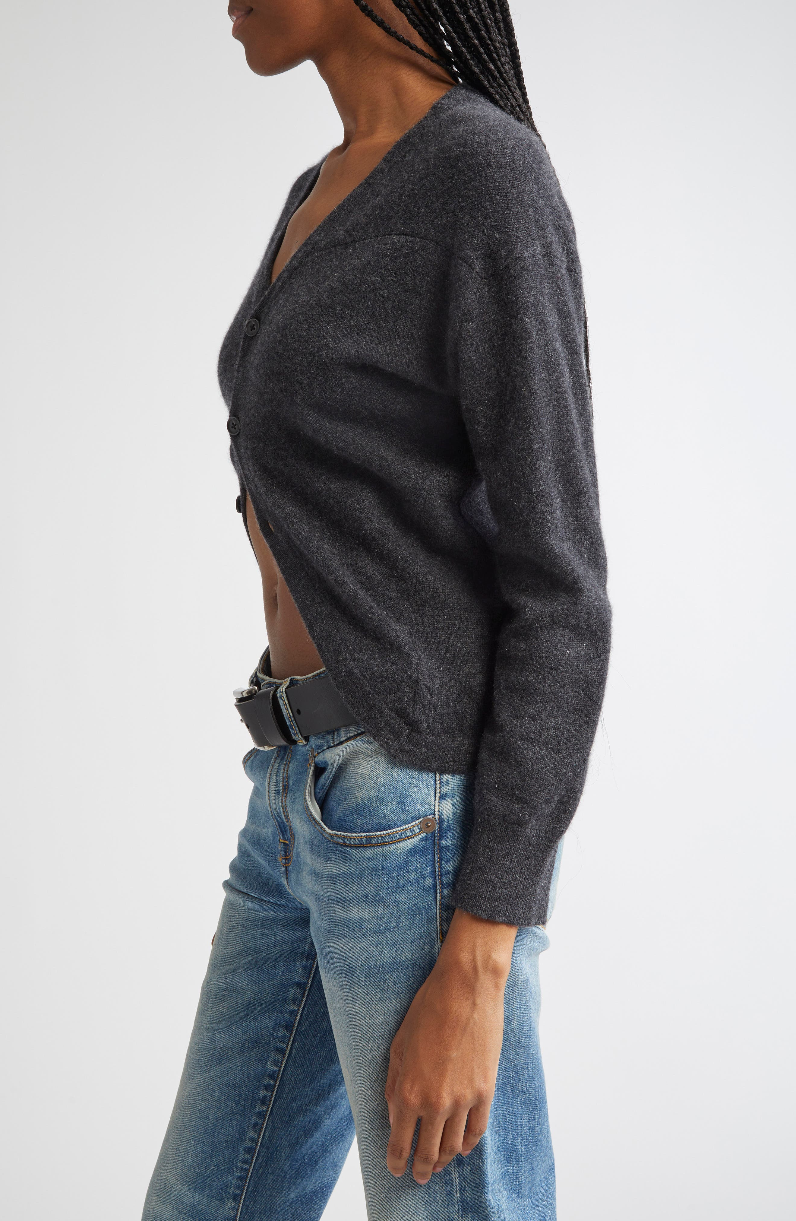 R13 Wrap Around Cashmere Cardigan in Charcoal at Nordstrom - 4