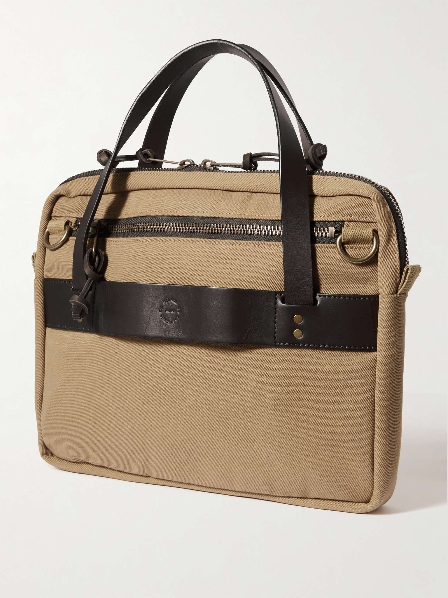 Canvas and Leather-Trimmed Cotton-Twill Briefcase - 4