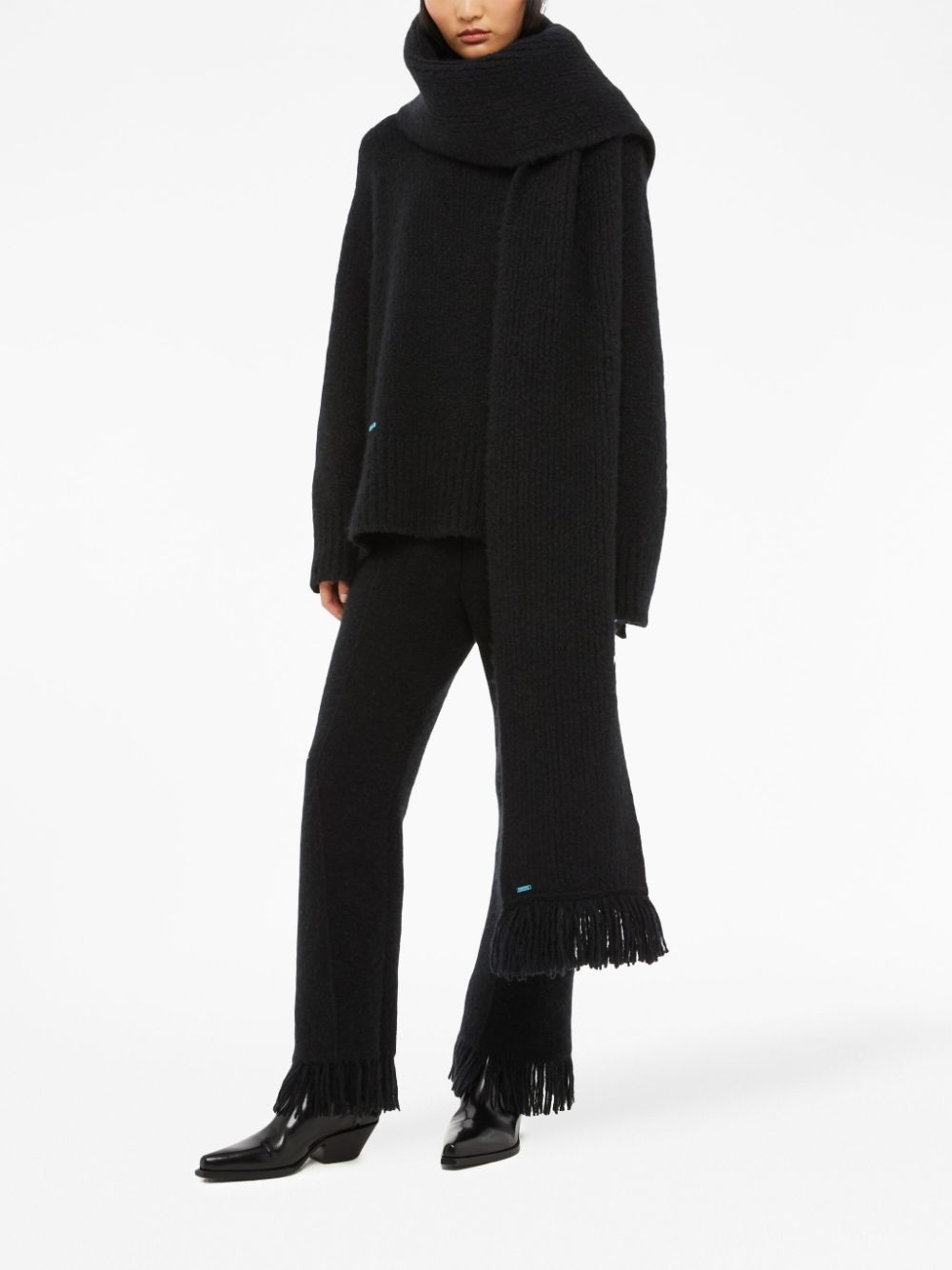 fringe-detail knit scarf - 3