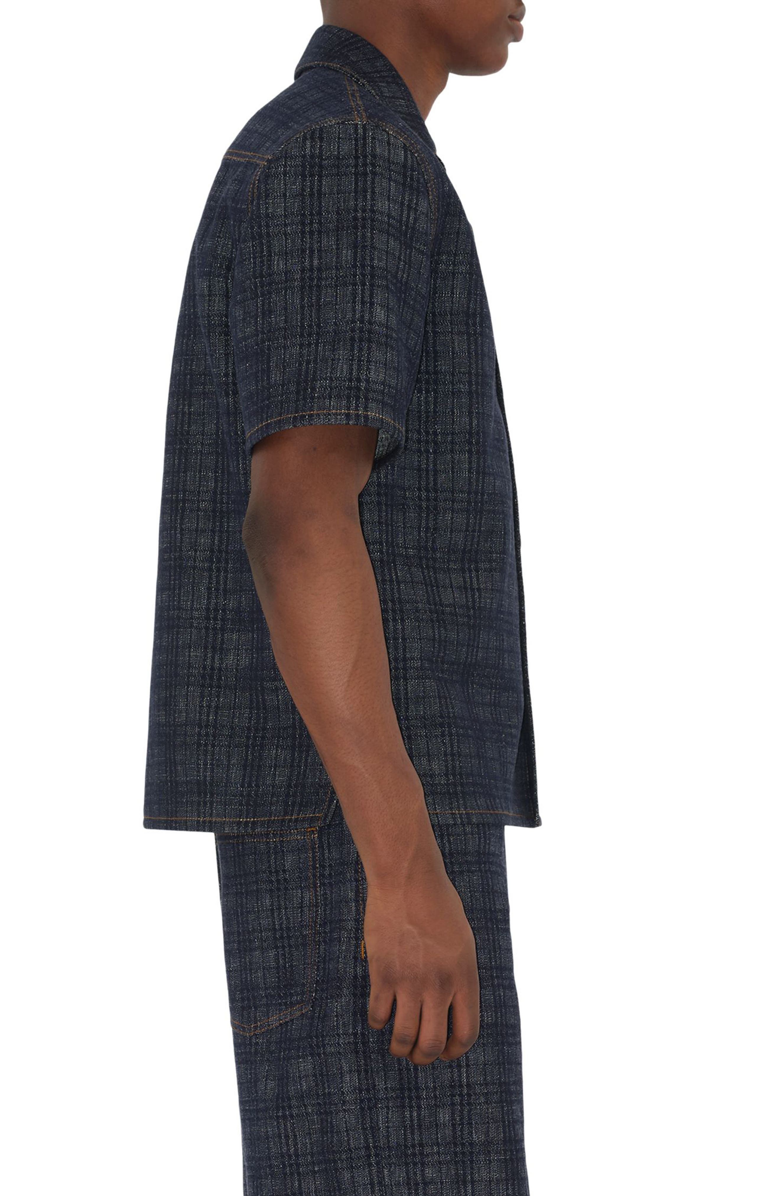 burberry Check Jacquard Denim Camp Shirt in Indigo Ip Check at Nordstrom - 3