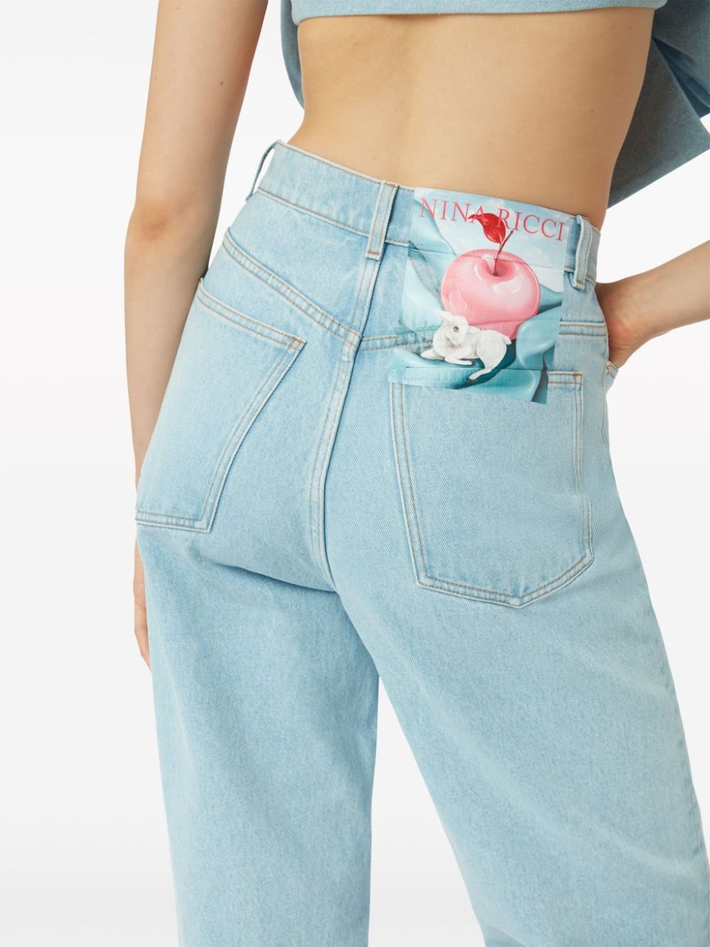 logo-patch high-rise boyfriend jeans - 5