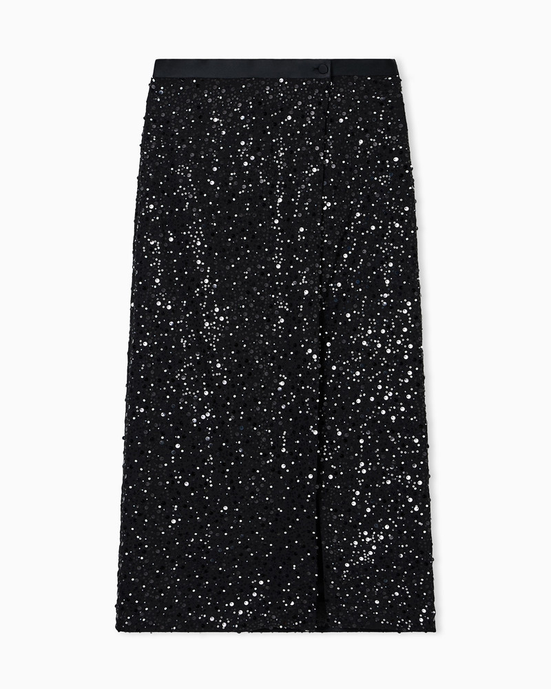 GEORGETTE SKIRT WITH ALL-OVER BEADS AND SEQUINS 1